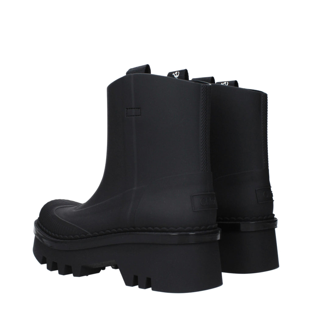 Chloé Schwarze Baumwollstiefeletten
