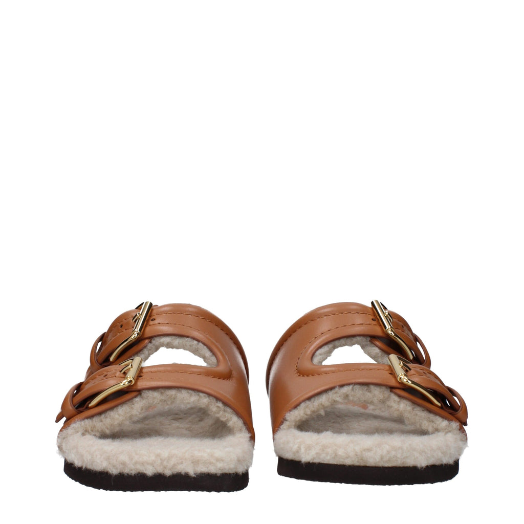 Valentino Garavani Braune Lederpantoffeln Sandalen