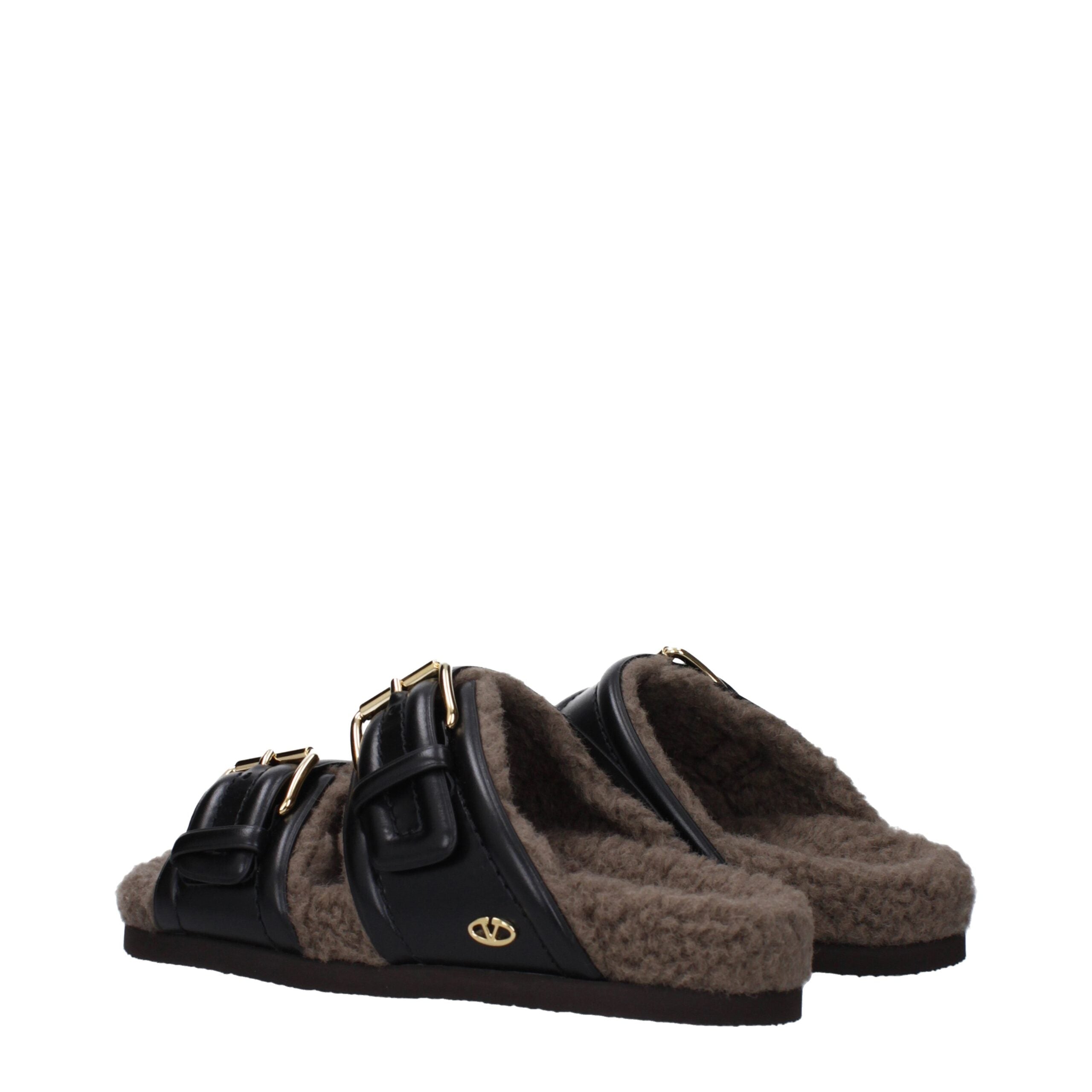 Valentino Garavani Schwarze Lederpantoffeln Sandalen