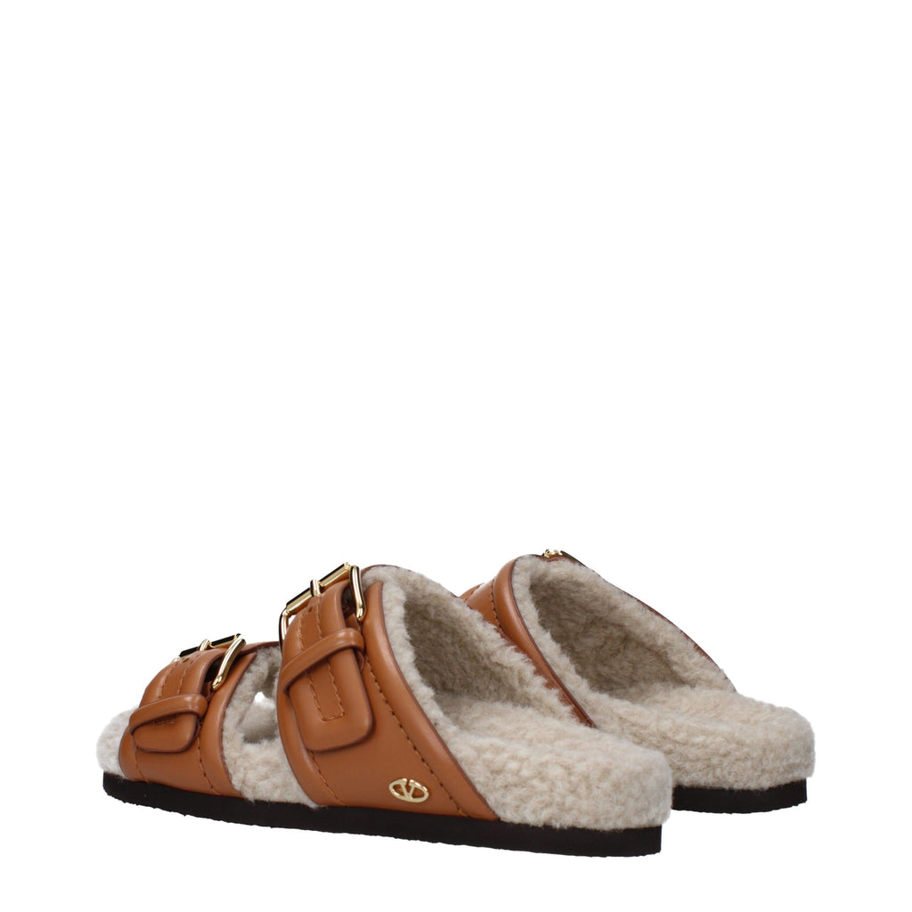 Valentino Garavani Braune Lederpantoffeln Sandalen
