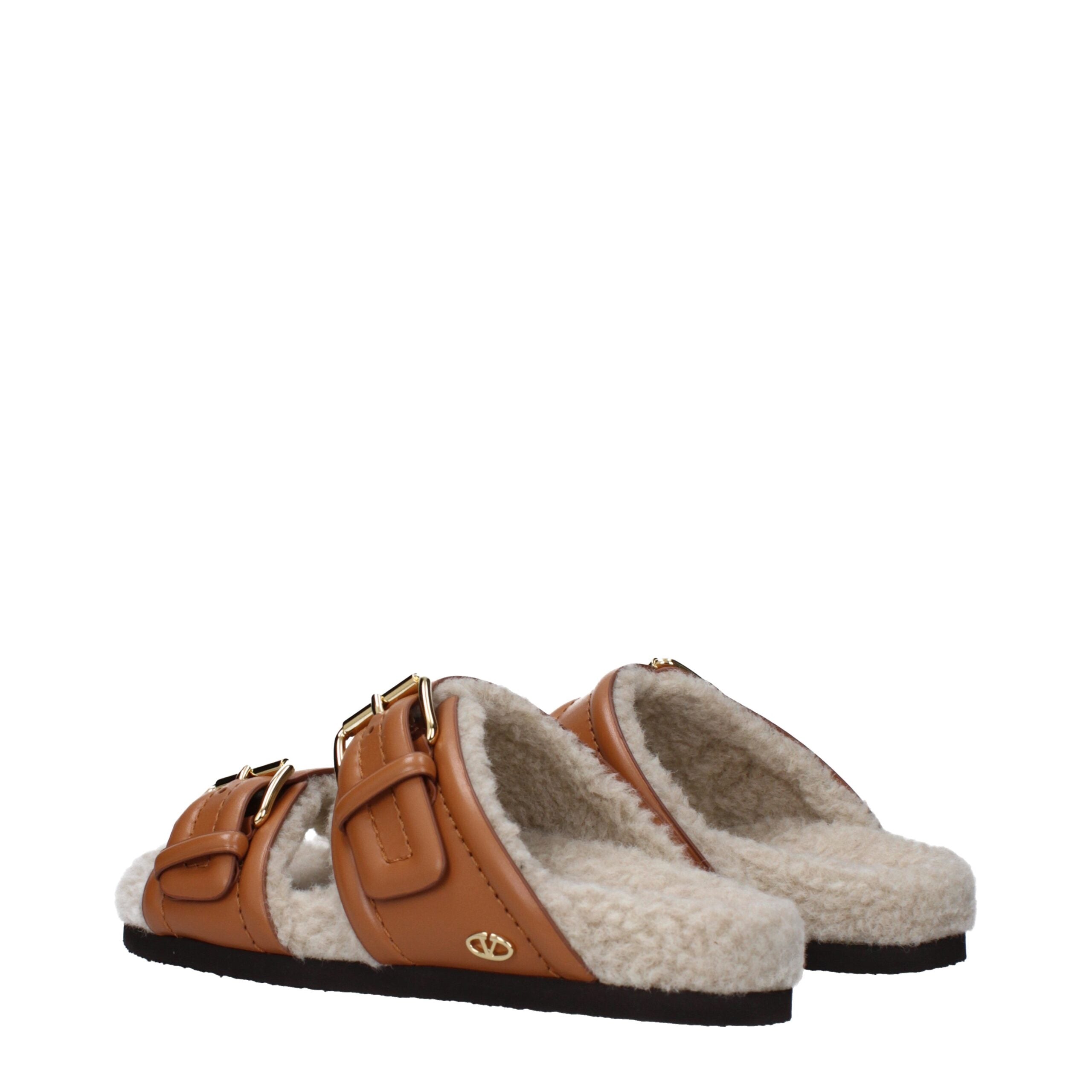 Valentino Garavani Braune Lederpantoffeln Sandalen