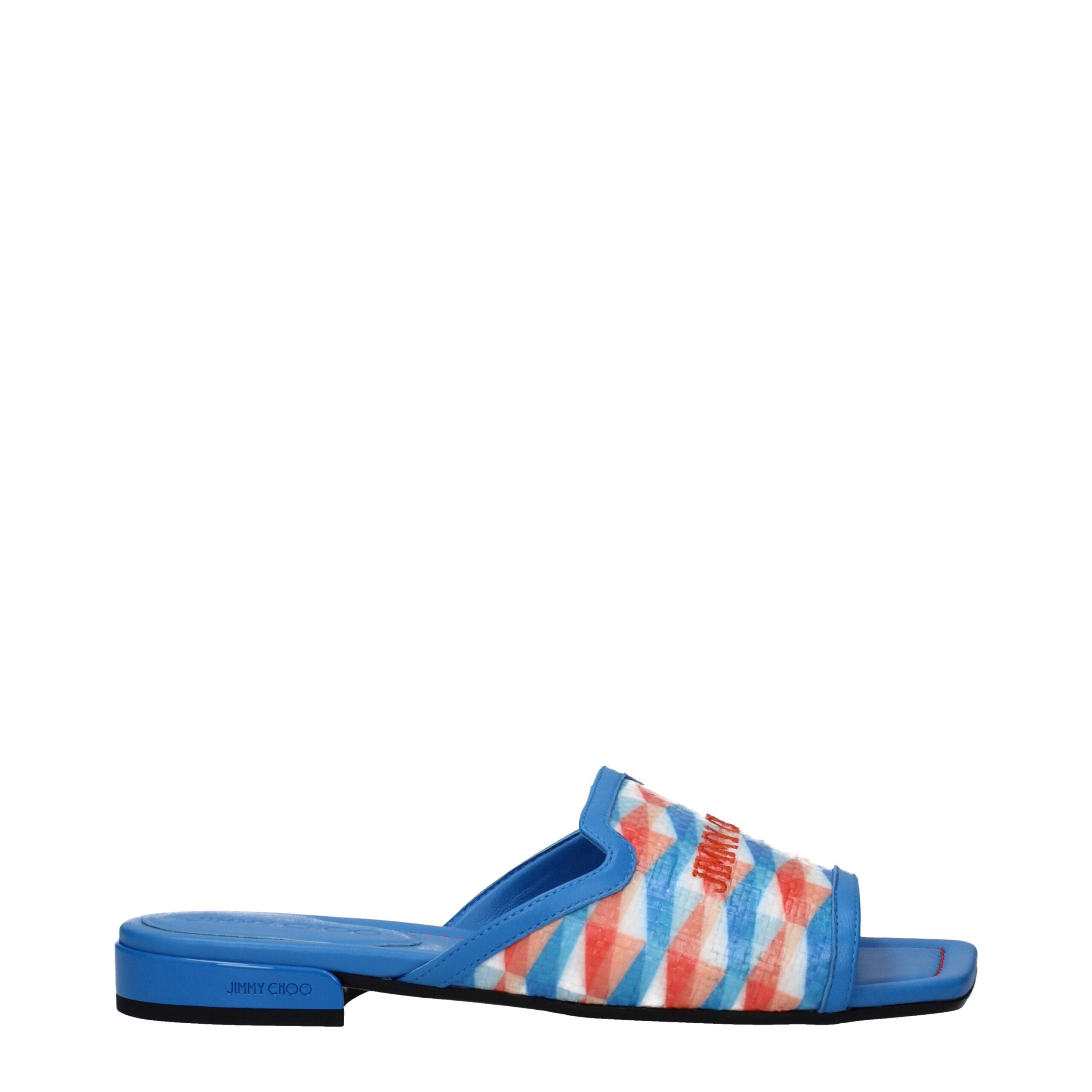 Jimmy Choo Hellblaue Stoffslipper Sandalen