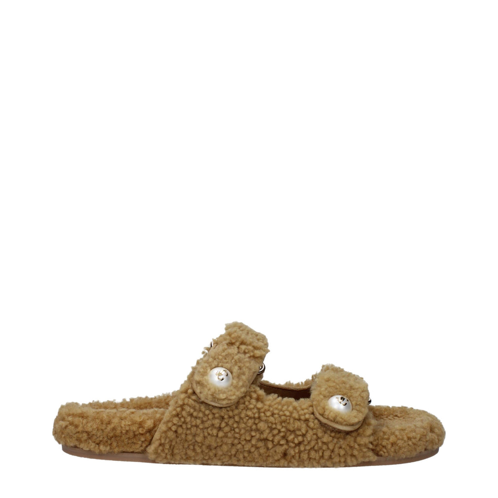 Jimmy Choo Braune Stoffslipper Sandalen