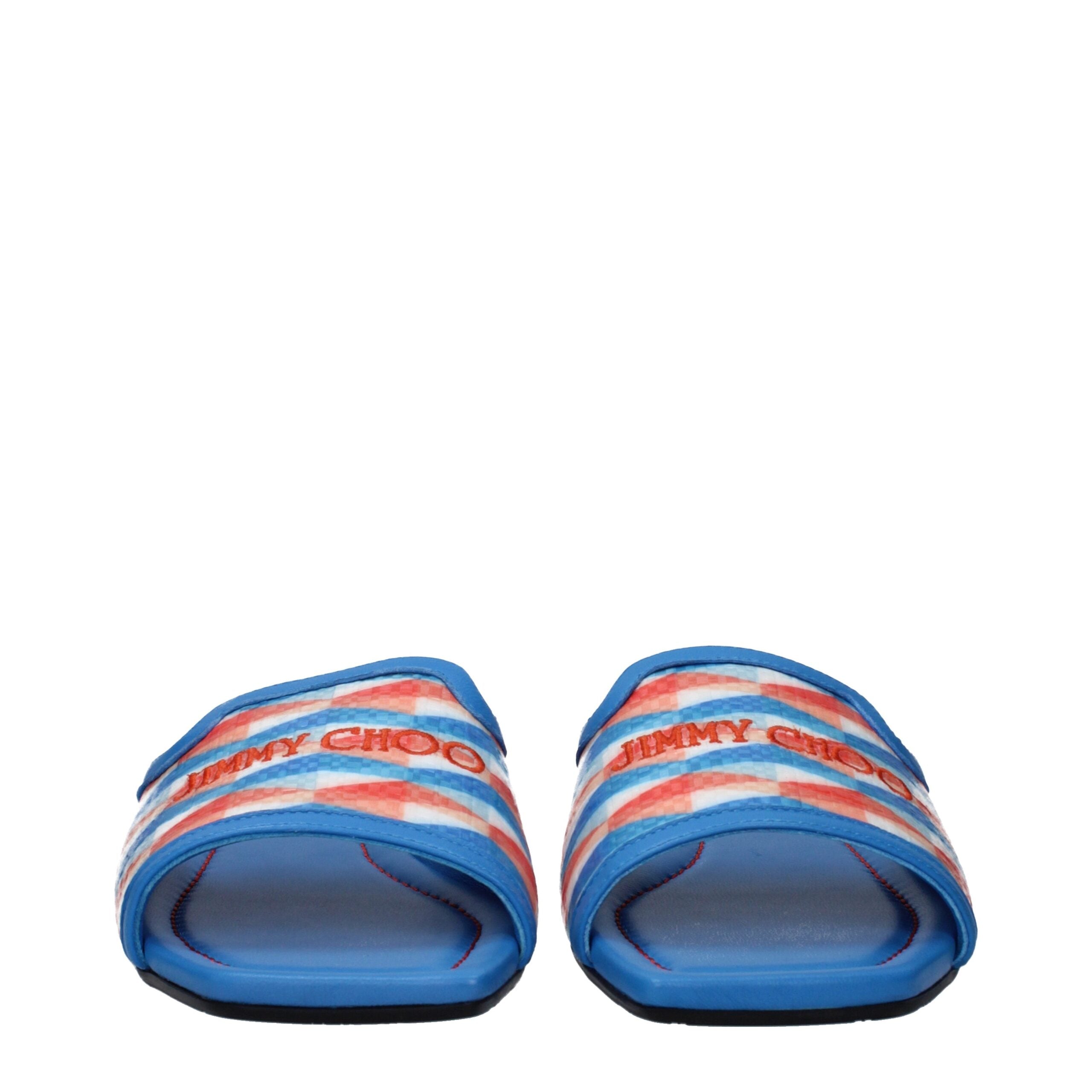 Jimmy Choo Hellblaue Stoffslipper Sandalen