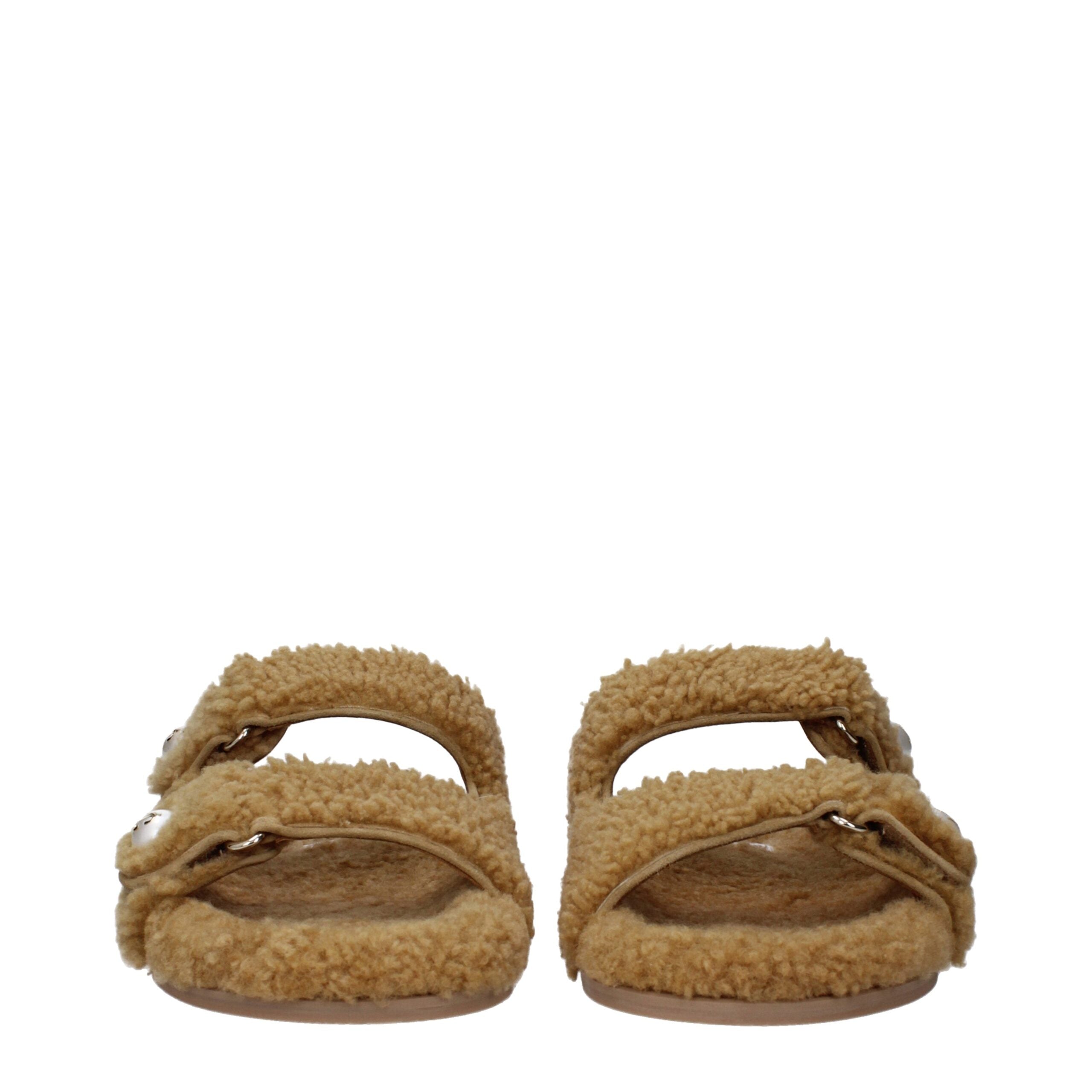 Jimmy Choo Braune Stoffslipper Sandalen