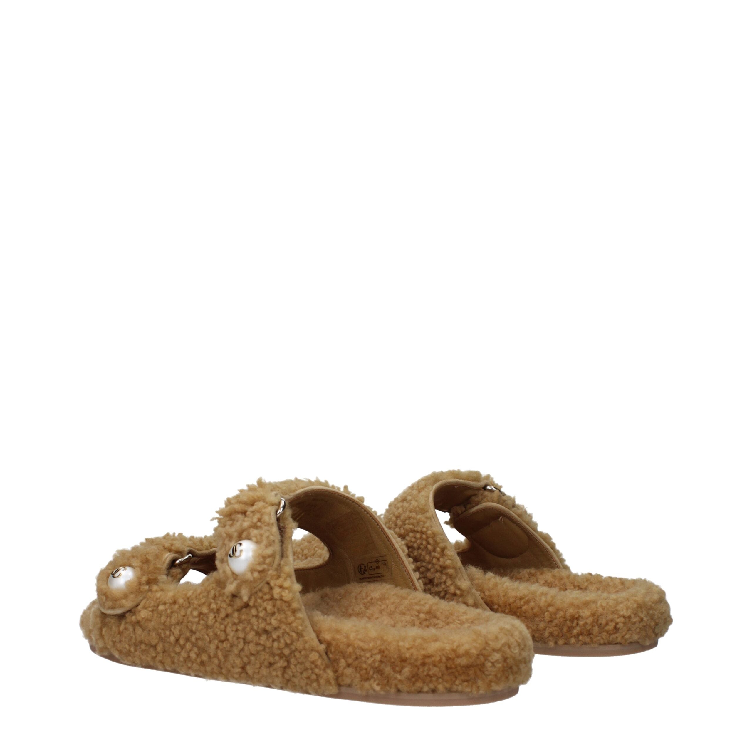 Jimmy Choo Braune Stoffslipper Sandalen