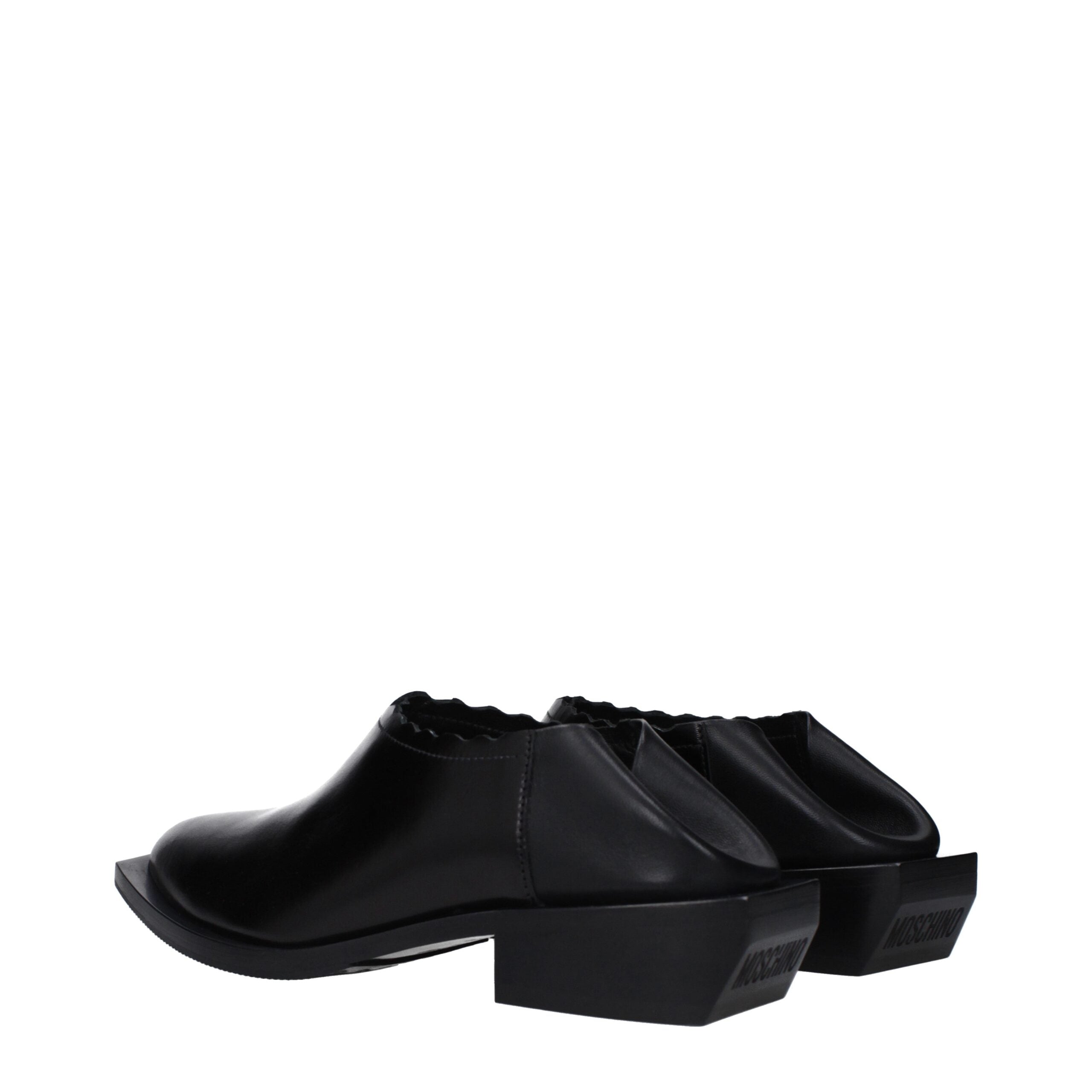 Love Moschino Schwarze Lederclogs