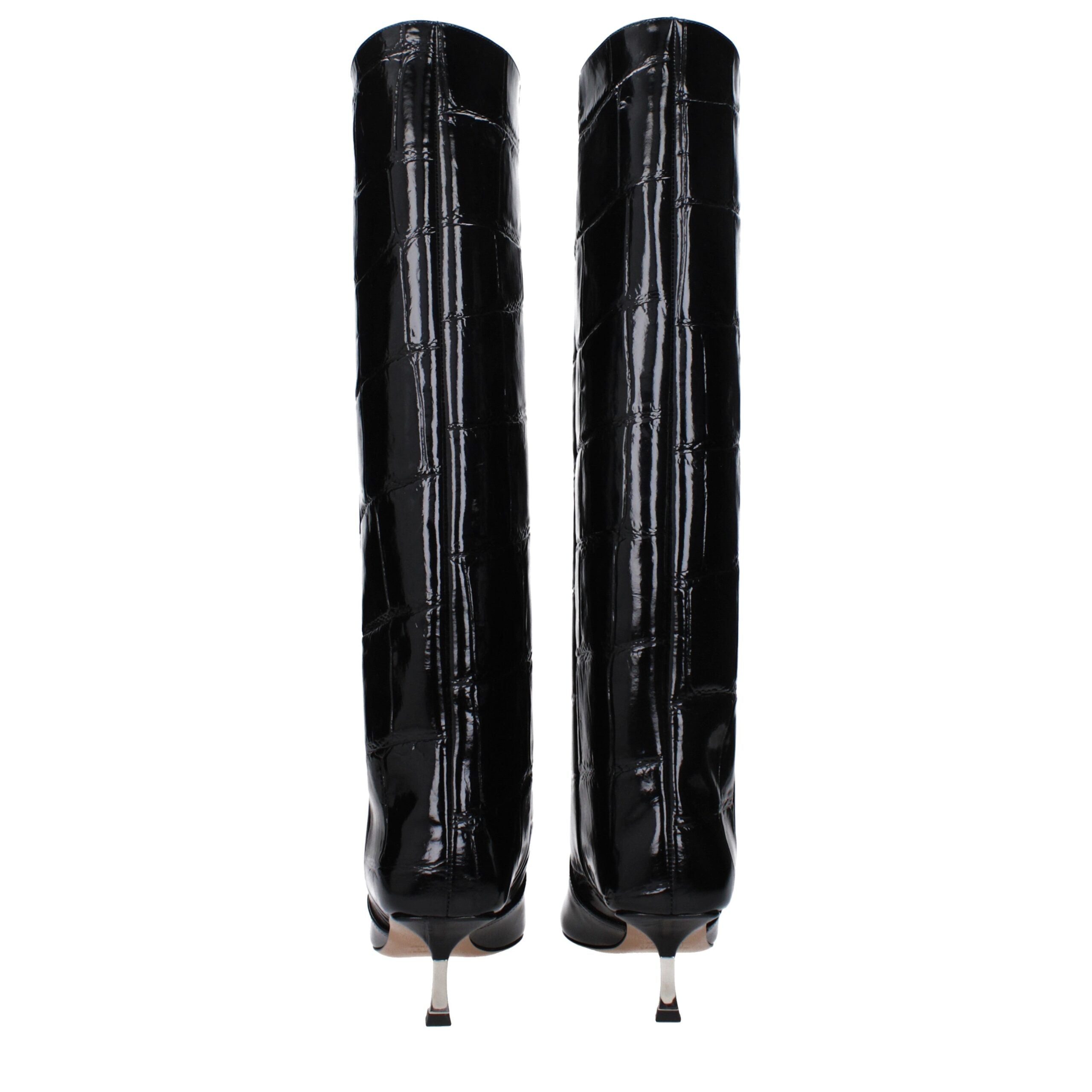 Paris Texas Schwarze Lederstiefel mit hohem Absatz