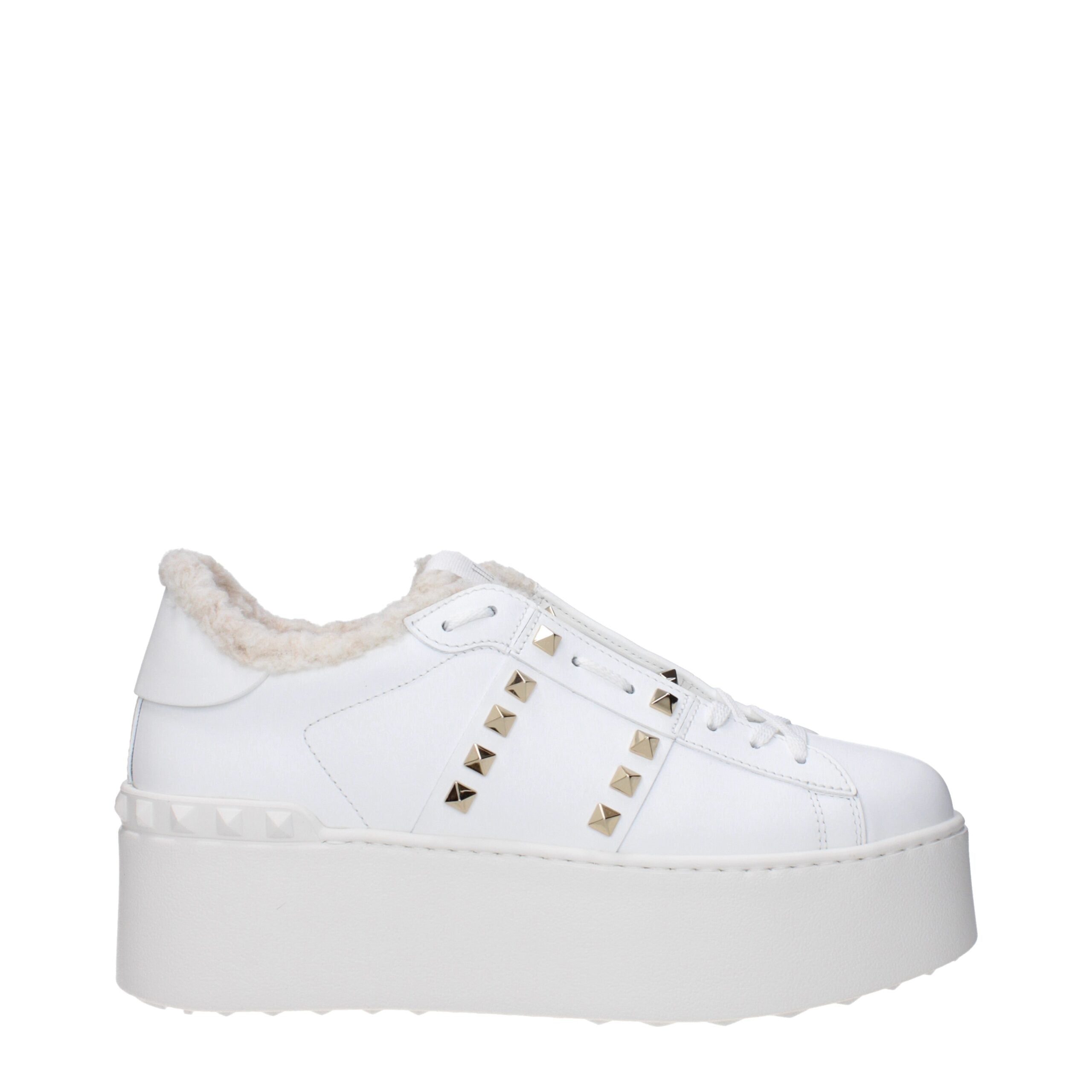 Valentino Garavani Weiße Leder Plateau Turnschuhe