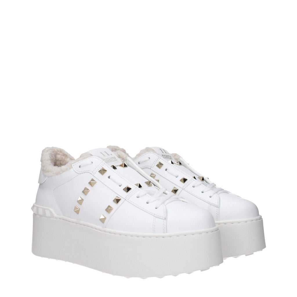 Valentino Garavani Weiße Leder Plateau Turnschuhe