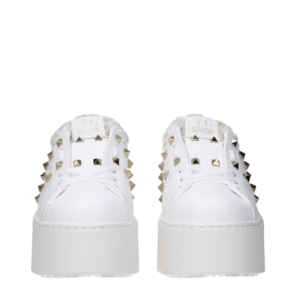 Valentino Garavani Weiße Leder Plateau Turnschuhe