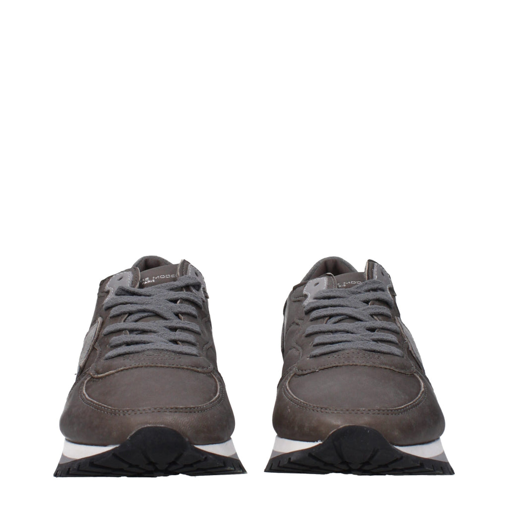 Philippe Model Graue Leder-Sneakers