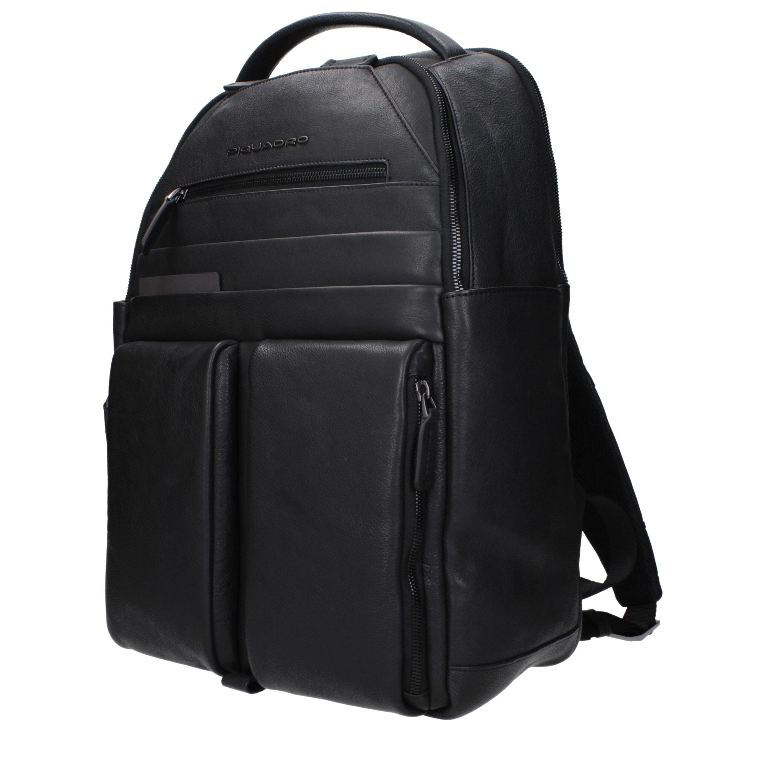 Piquadro Schwarzer Lederrucksack