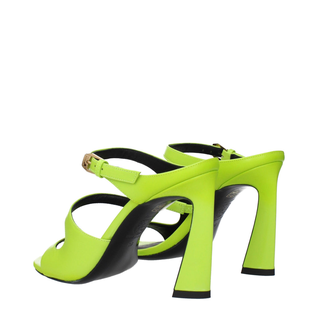 Versace Grüne Leder Stiletto Heels Sandalen
