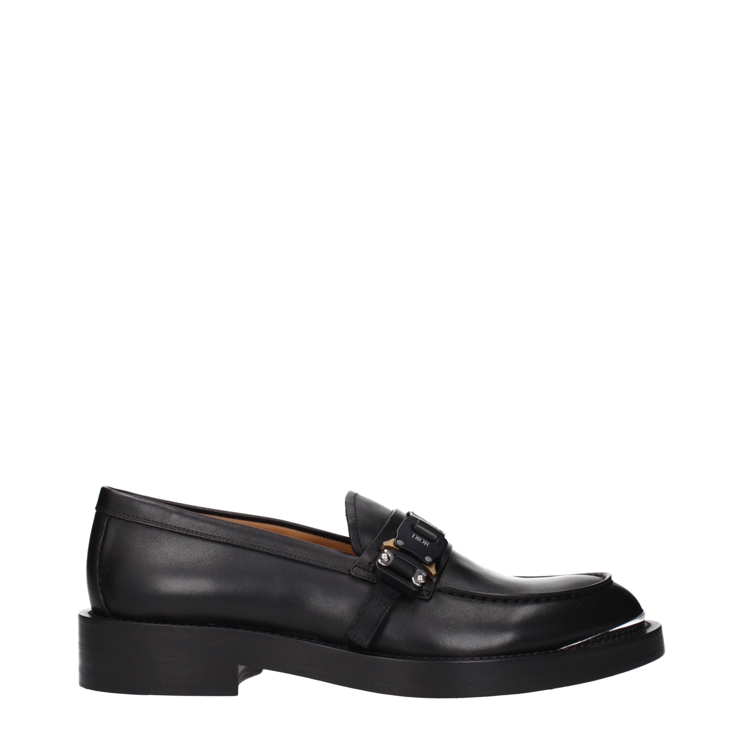 Christian Dior Schwarze Leder Slipper