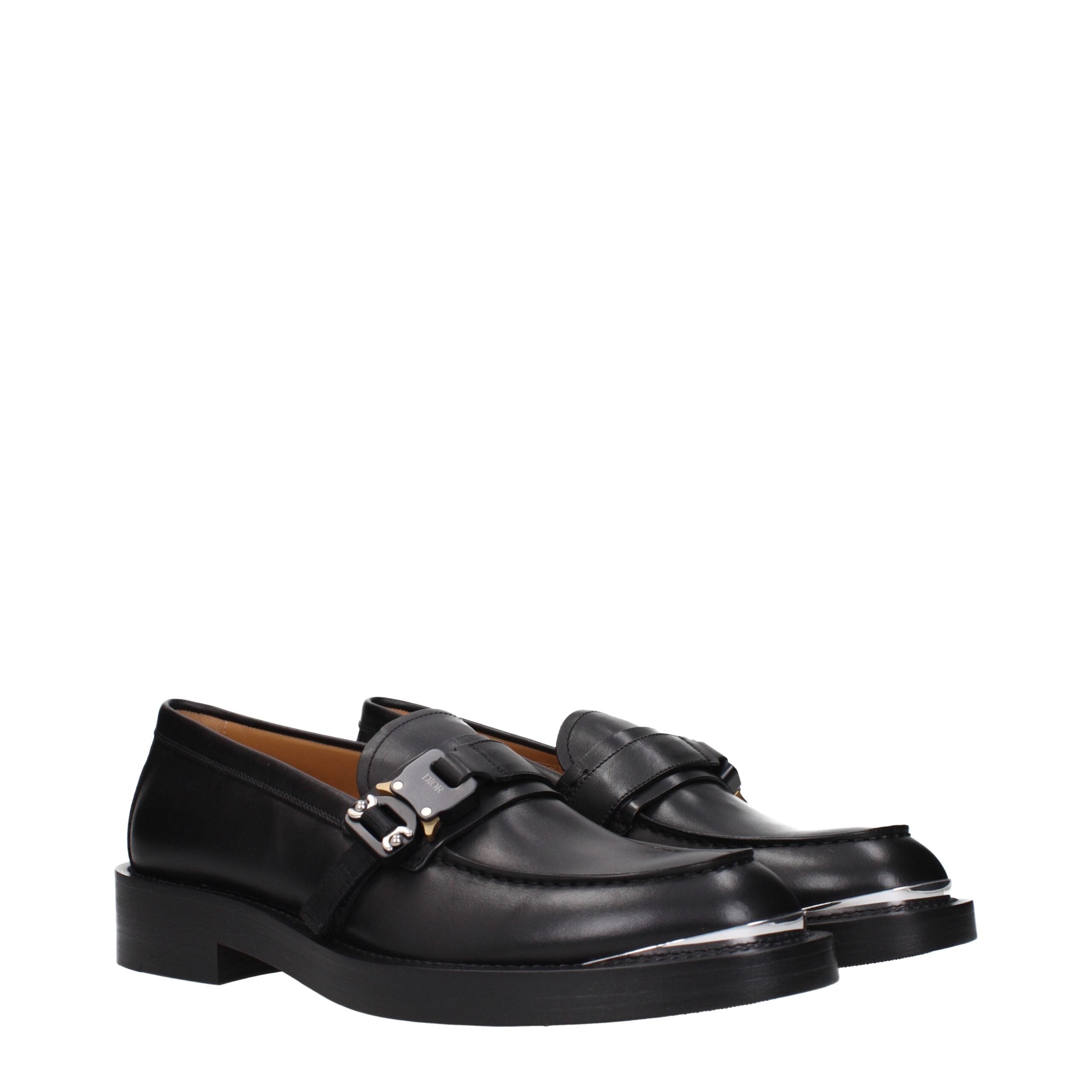 Christian Dior Schwarze Leder Slipper