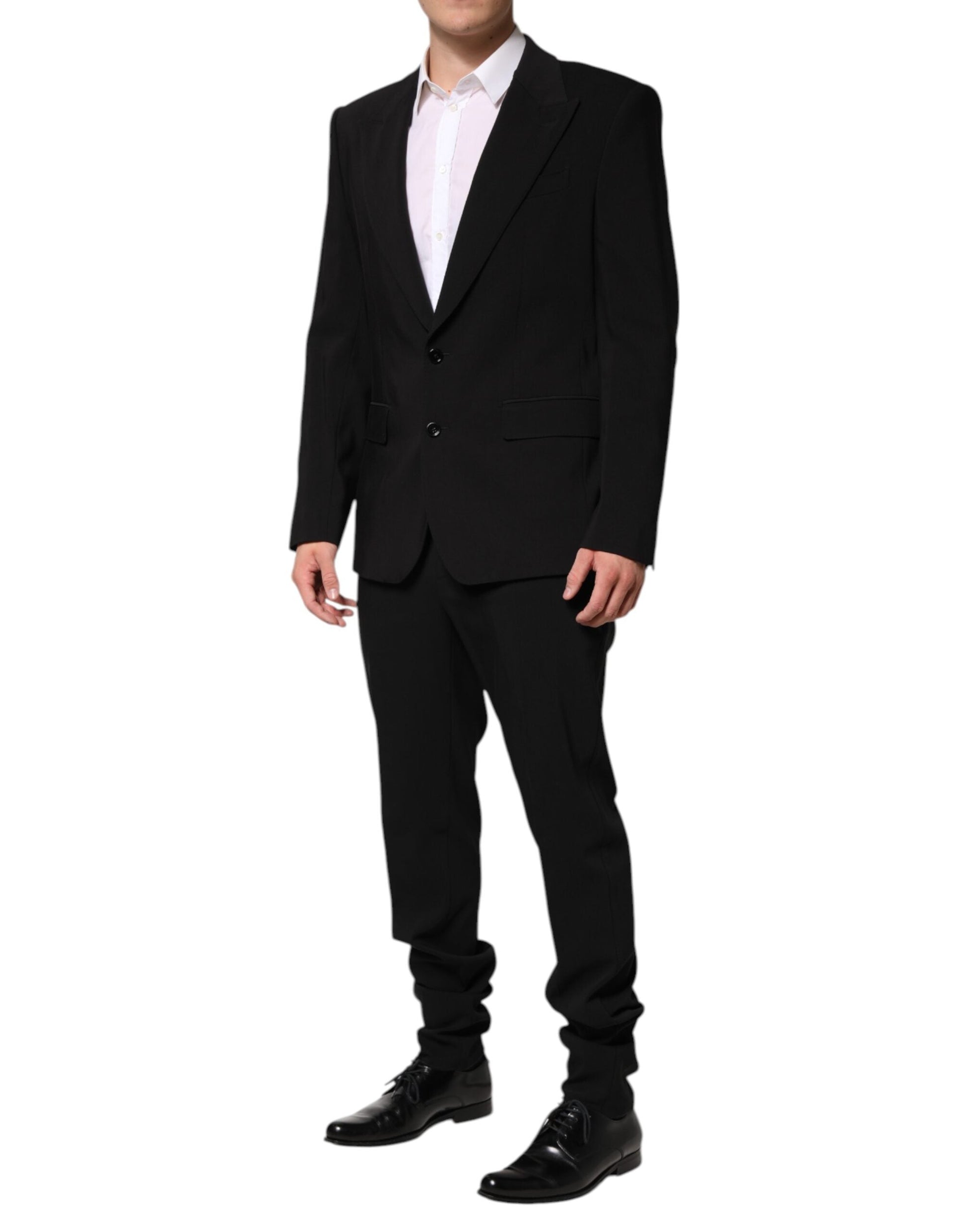 Dolce & Gabbana Schwarzer einreihiger 2-teiliger Anzug aus Baumwolle