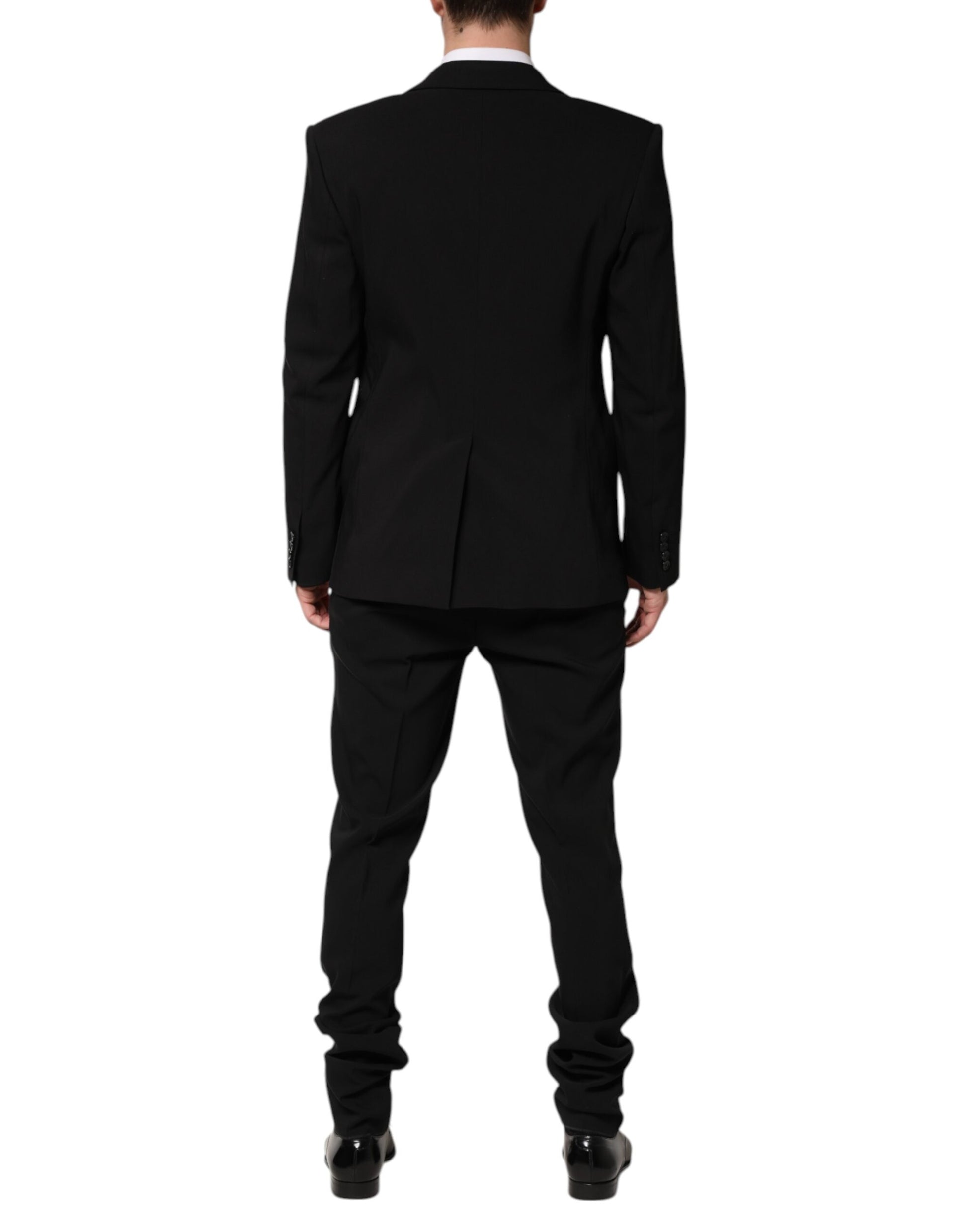 Dolce & Gabbana Schwarzer einreihiger 2-teiliger Anzug aus Baumwolle