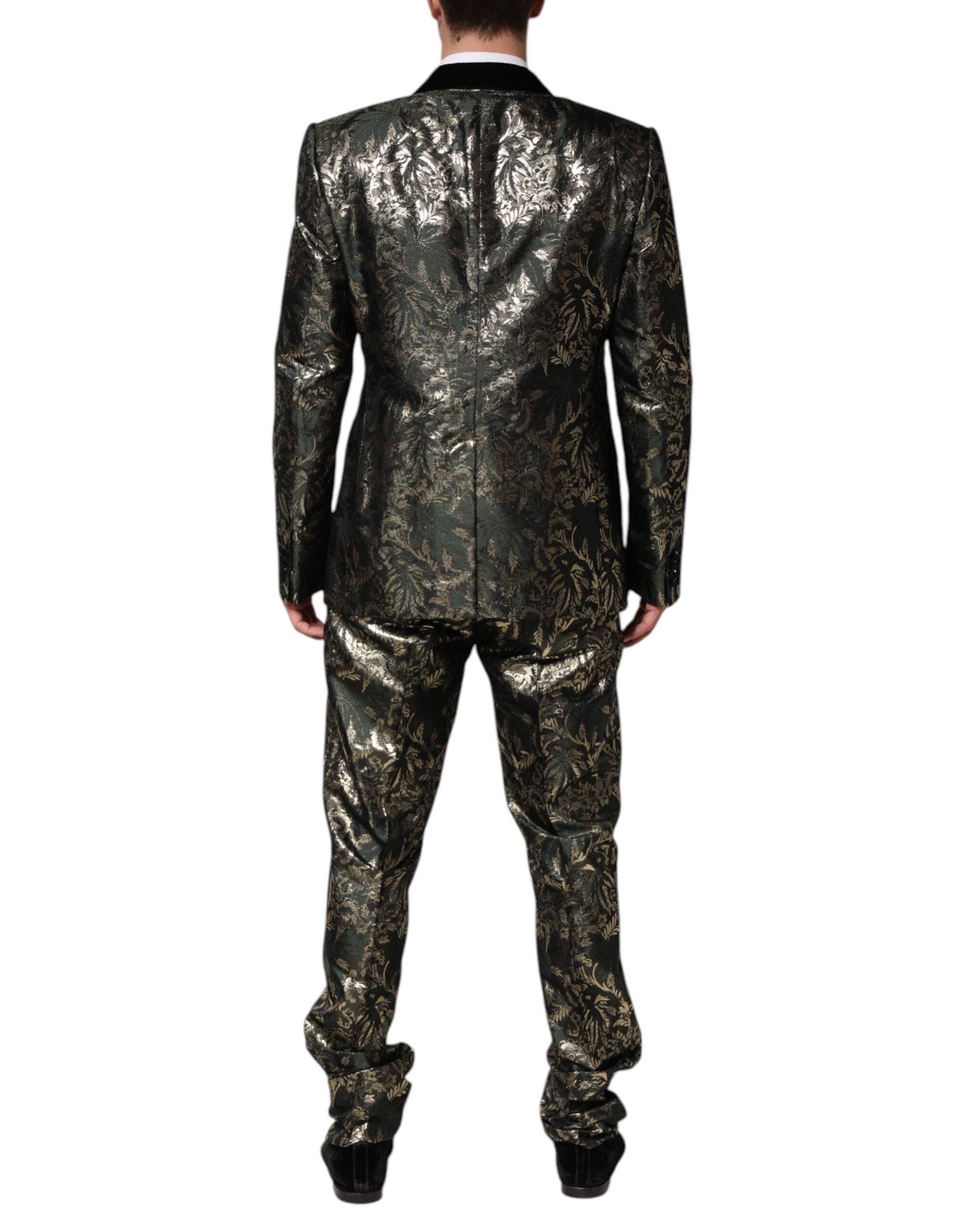 Dolce & Gabbana Metallic Floral Jacquard Seide 2 Stück Anzug