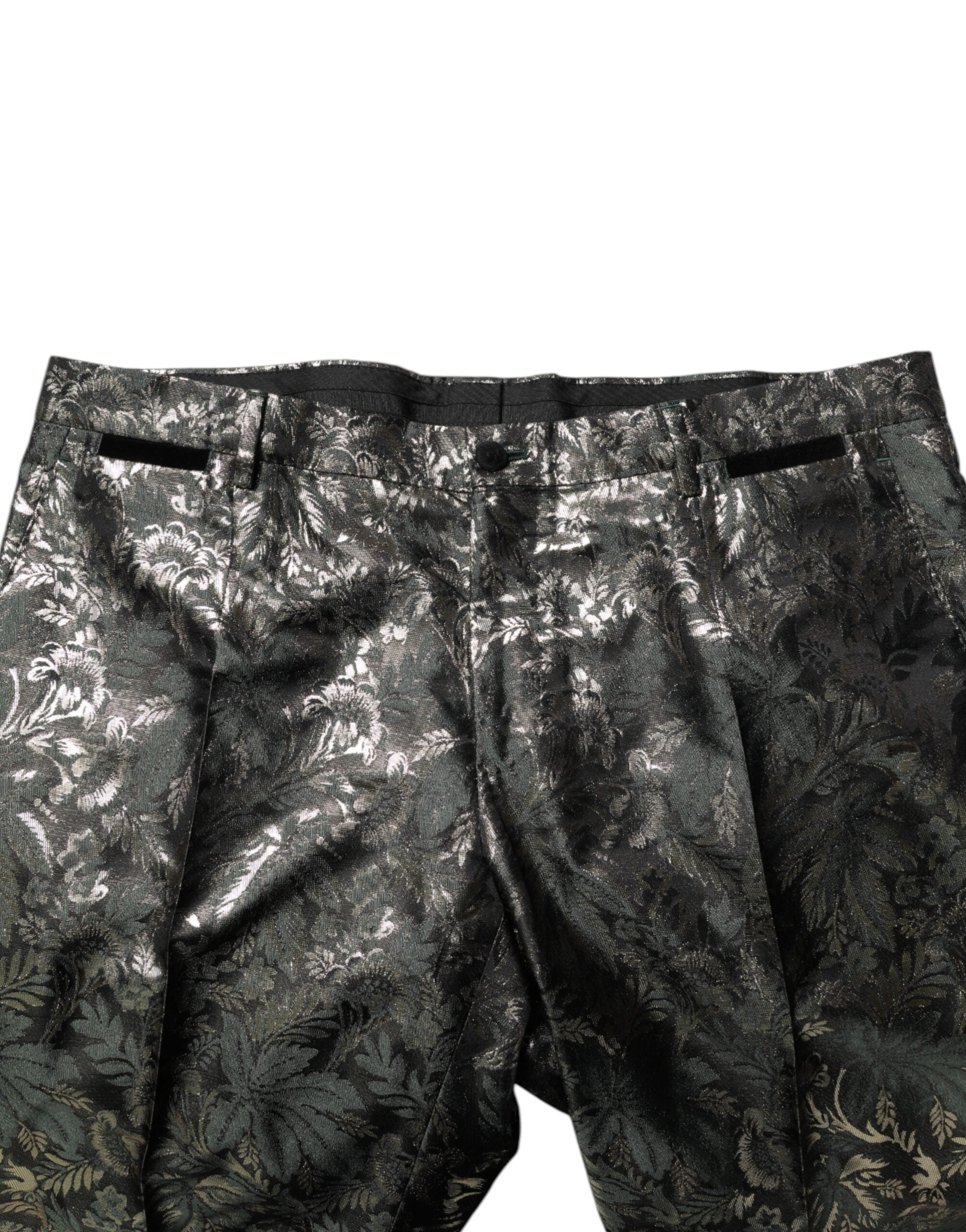 Dolce & Gabbana Metallic Floral Jacquard Seide 2 Stück Anzug