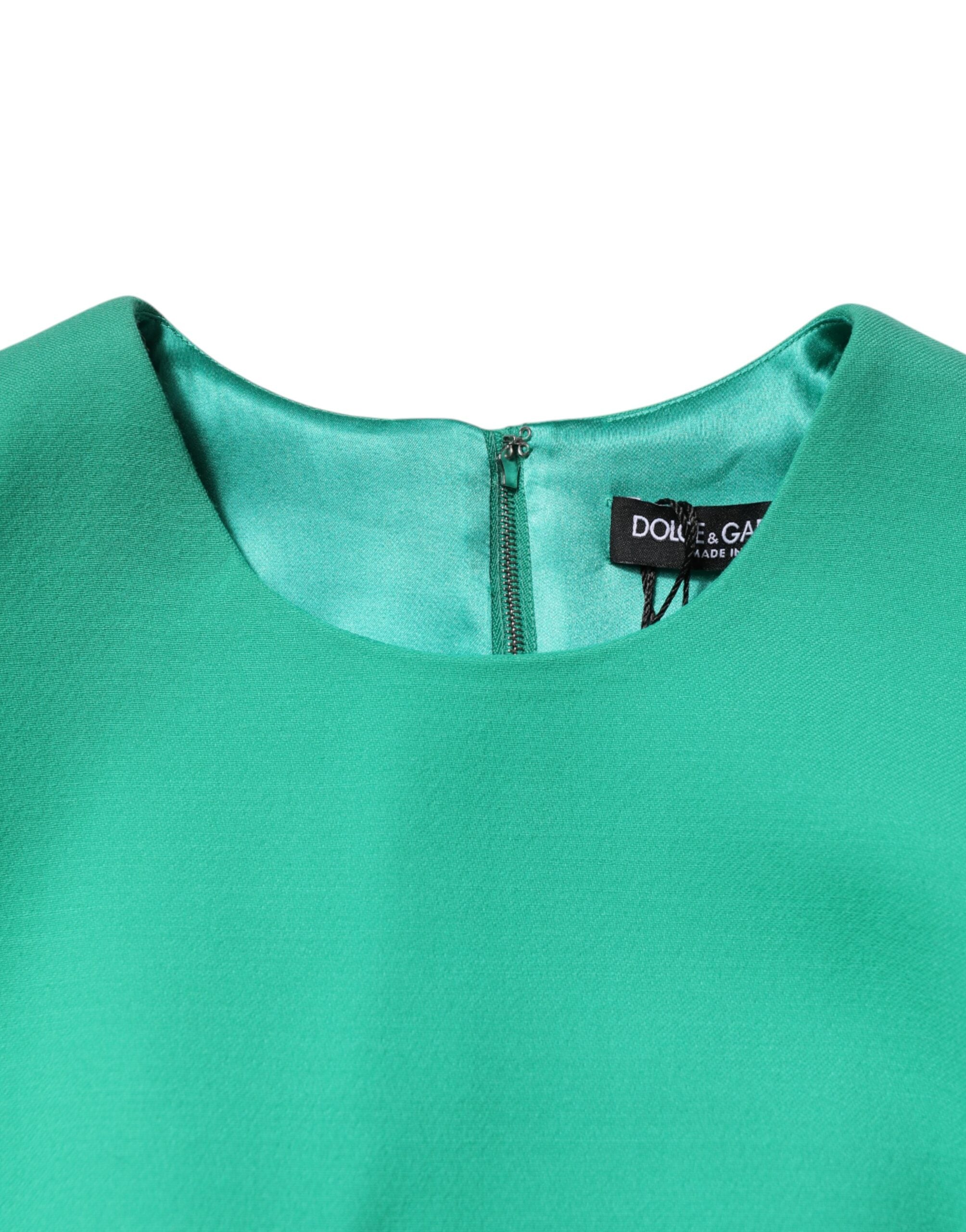 Dolce & Gabbana Grünes ärmelloses Bodycon-Minikleid in A-Linie