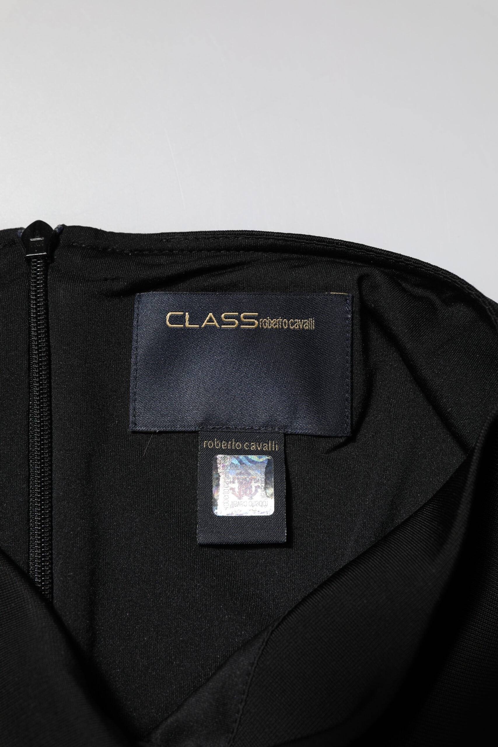 Roberto Cavalli Schwarzes Bodycon Kleid mit kurzen Ärmeln