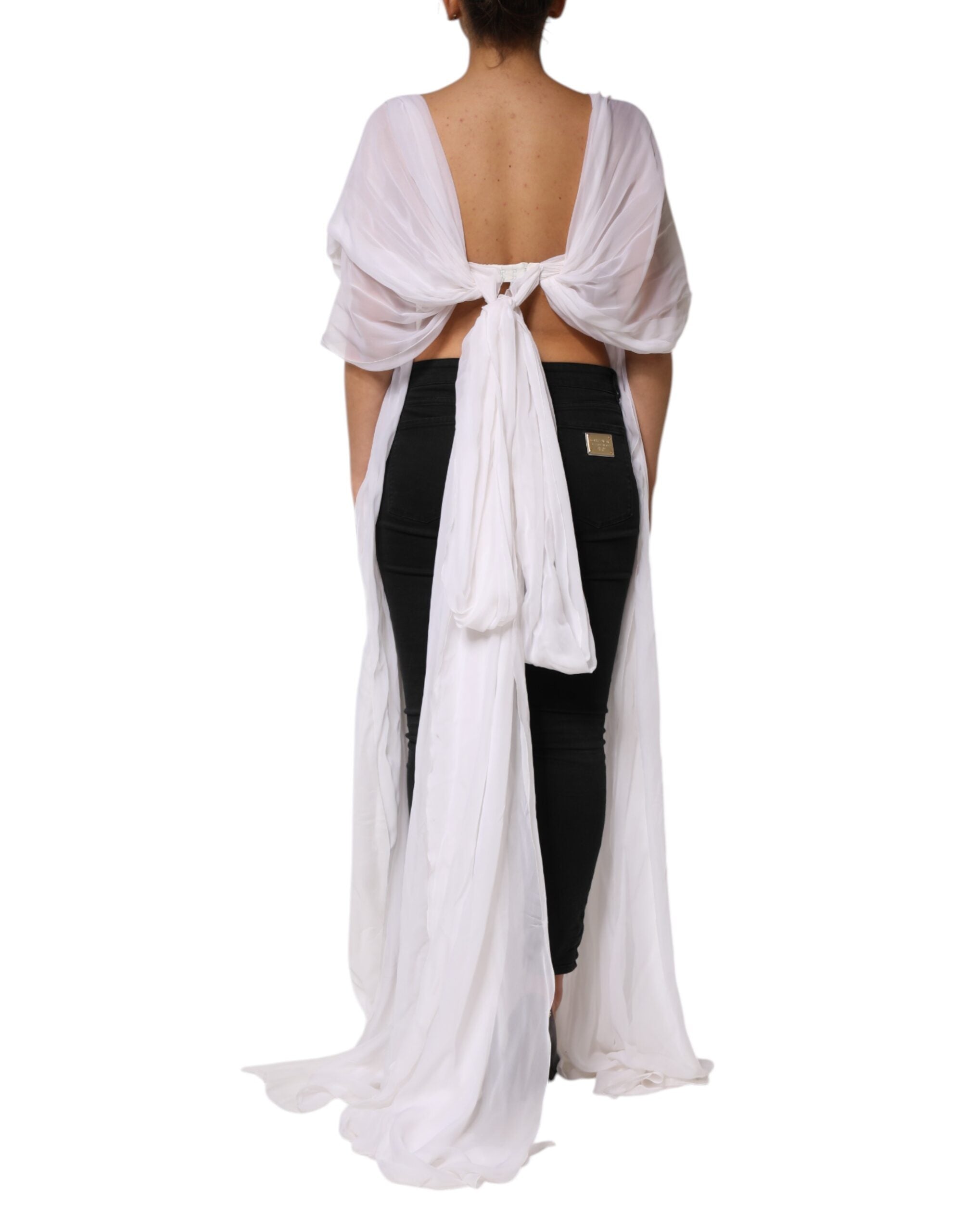 Dolce & Gabbana Weißes Bustier Korsett Geschnittenes Chiffon Top