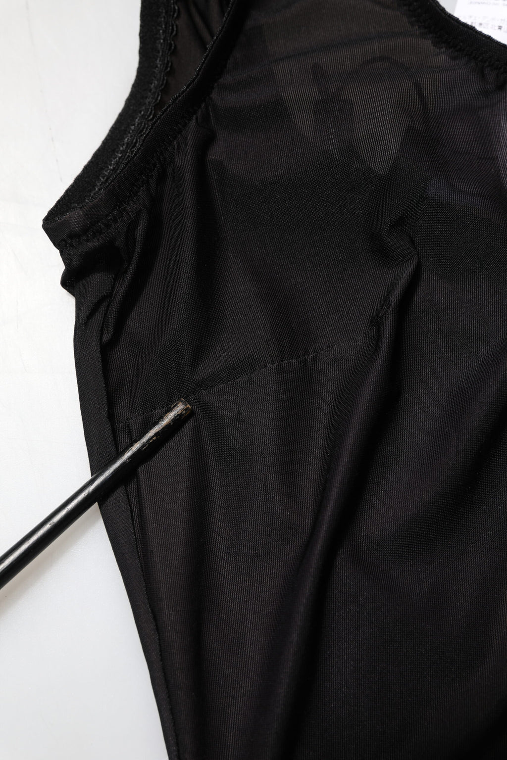 Dolce & Gabbana Schwarzes ärmelloses Nylon-Tank-Top mit Rundhalsausschnitt