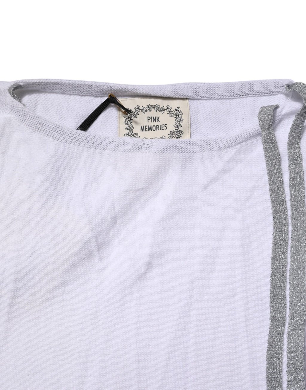 PINK MEMORIES Weiß Baumwolle Kurze Ärmel Rundhalsausschnitt Bluse Top