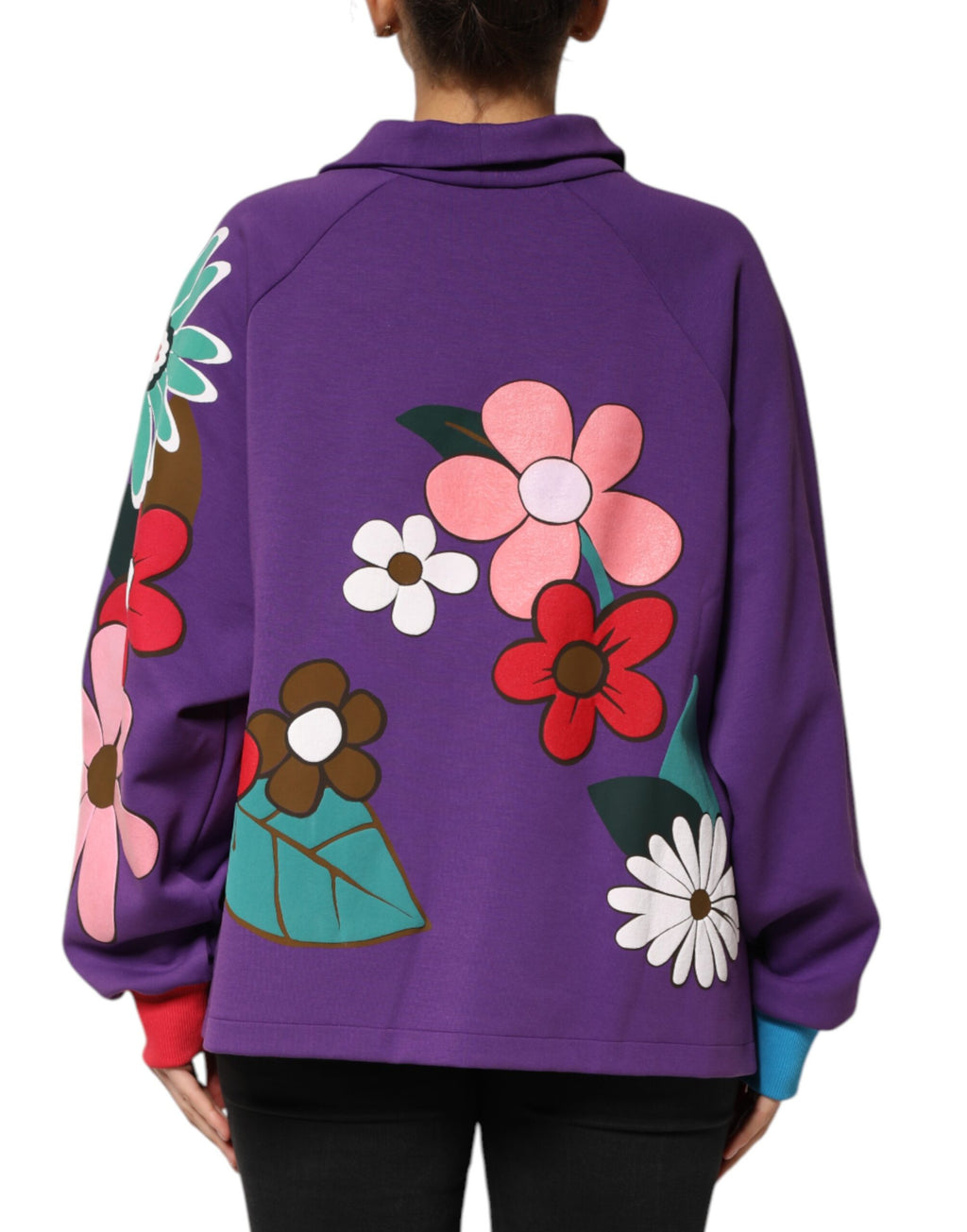 Dolce & Gabbana Langärmeliges Top aus Baumwolle mit lila Blumendruck