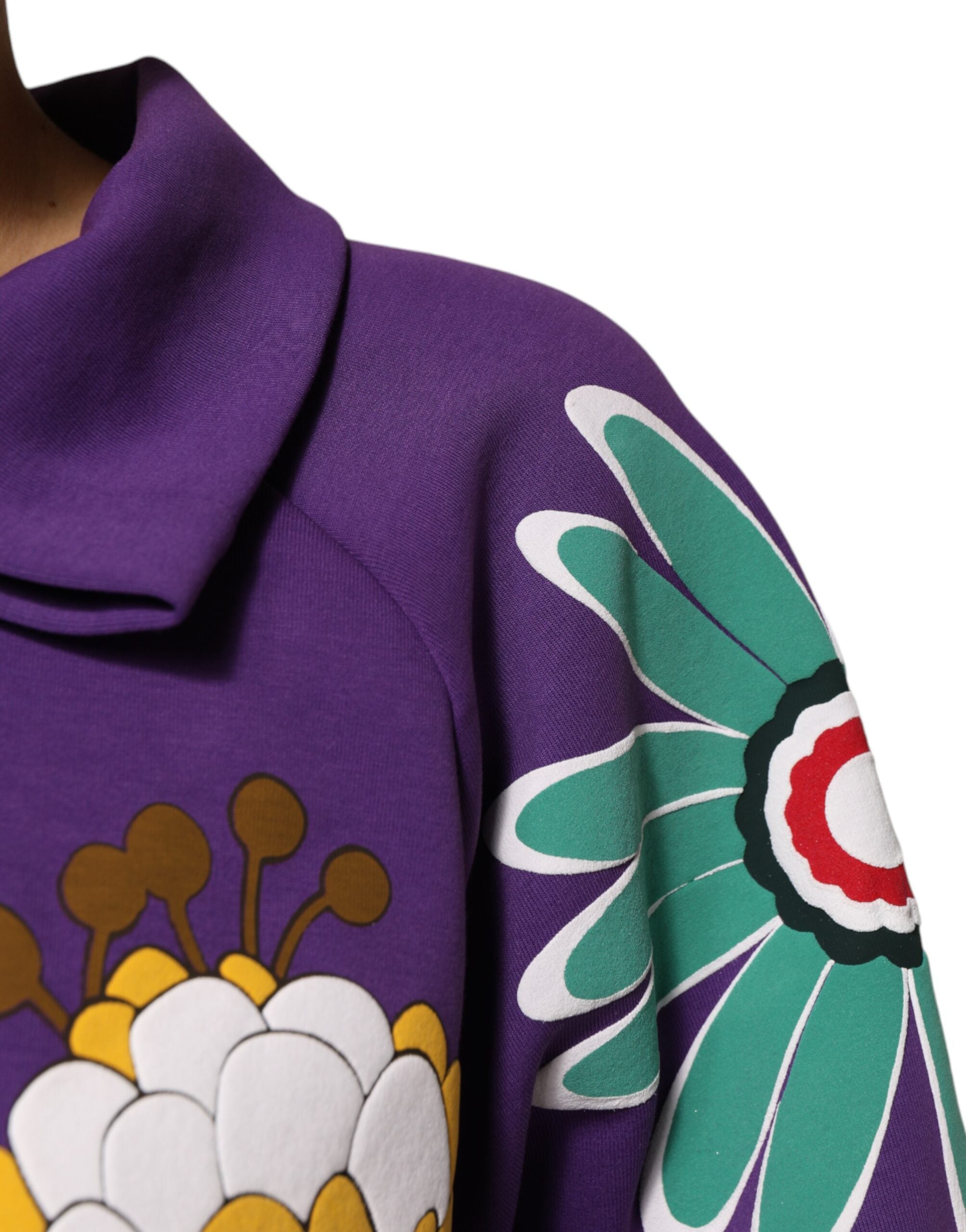 Dolce & Gabbana Langärmeliges Top aus Baumwolle mit lila Blumendruck