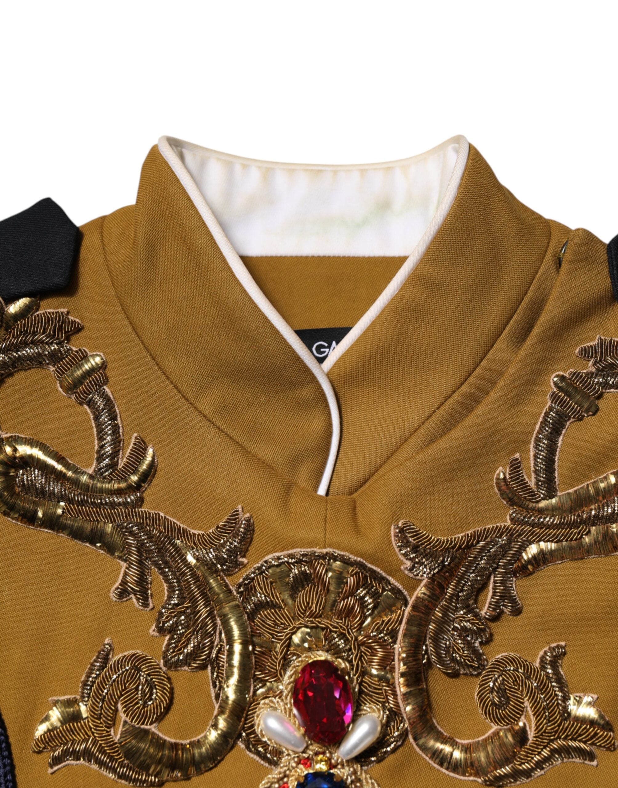 Dolce & Gabbana Gelbe Crystal Cross Runway Weste Jacke Top