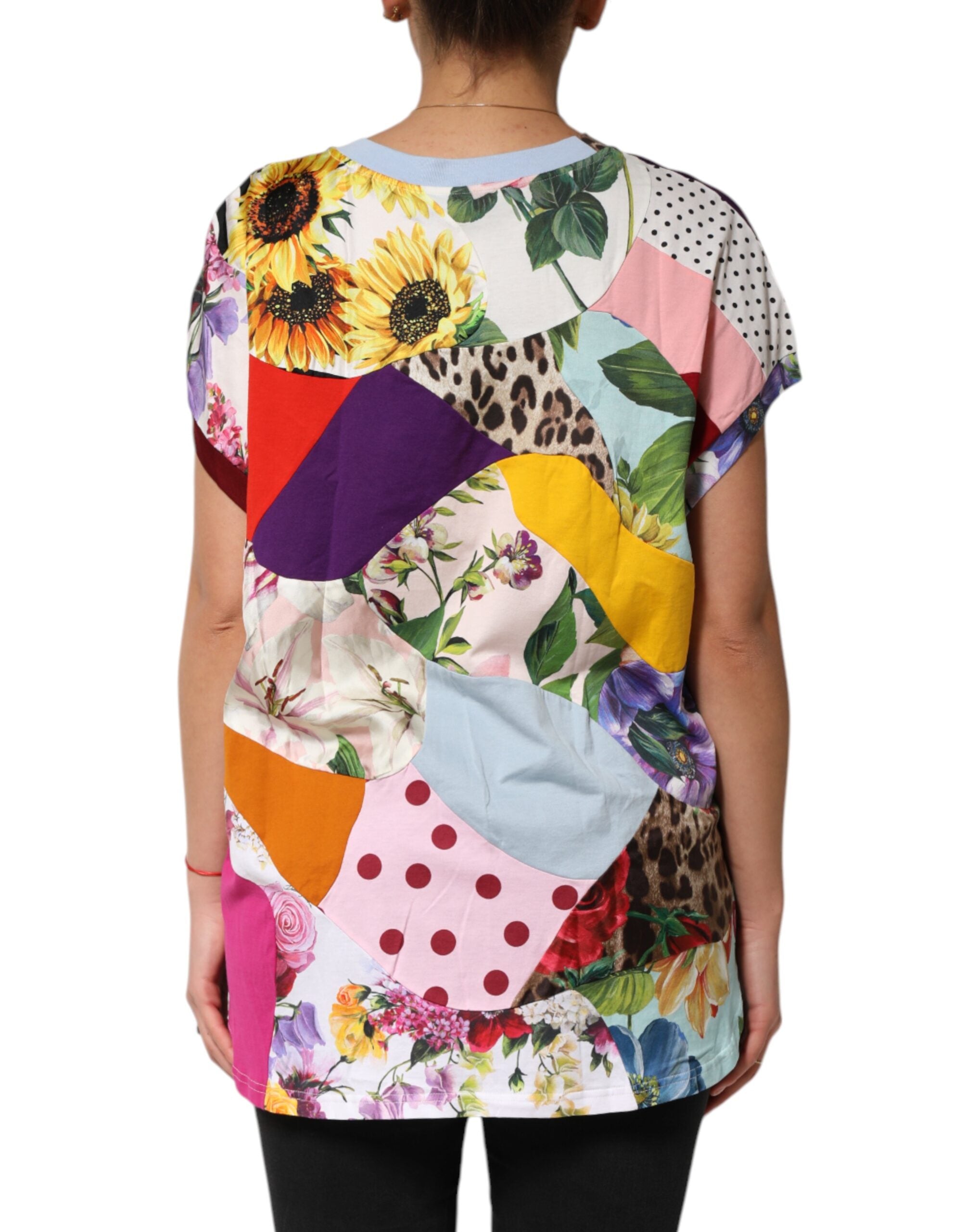 Dolce & Gabbana Multicolor Patchwork-Baumwoll-Seidenbluse Top
