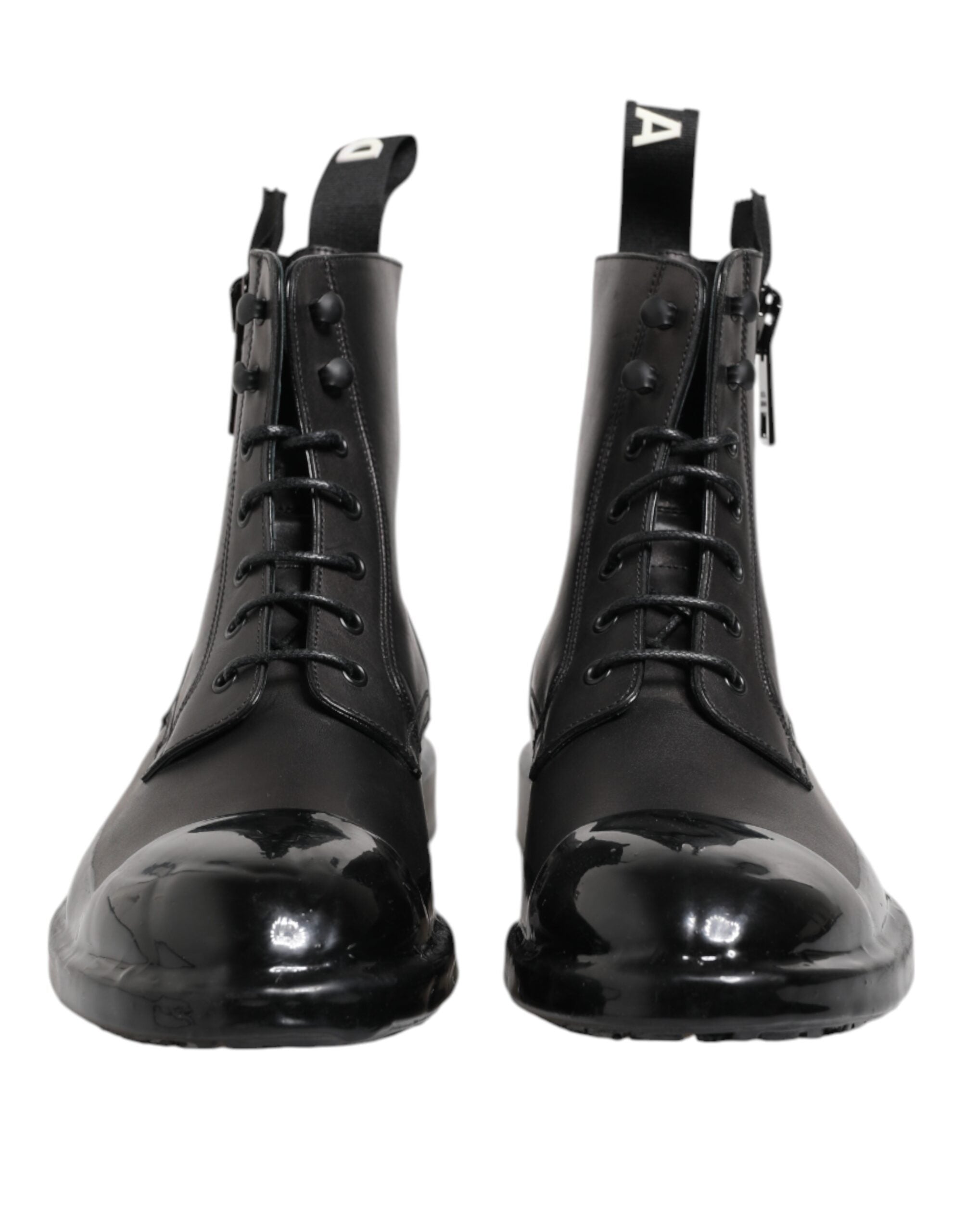 Dolce & Gabbana Braun Schwarz Lace Up Mid Calf Männer Stiefel Schuhe