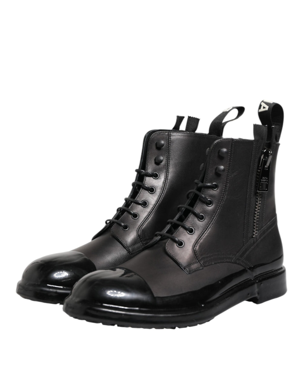 Dolce & Gabbana Braun Schwarz Lace Up Mid Calf Männer Stiefel Schuhe