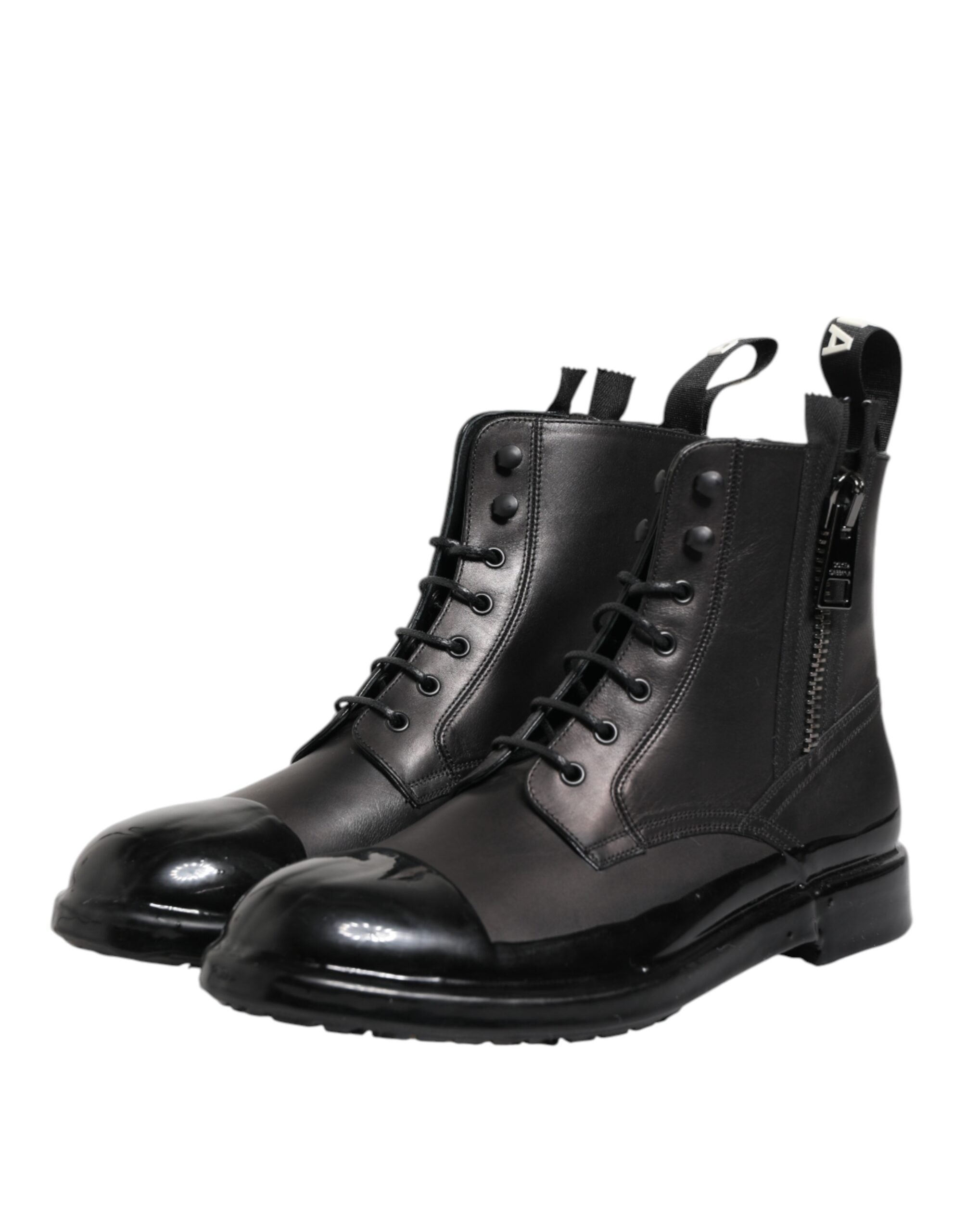 Dolce & Gabbana Braun Schwarz Lace Up Mid Calf Männer Stiefel Schuhe