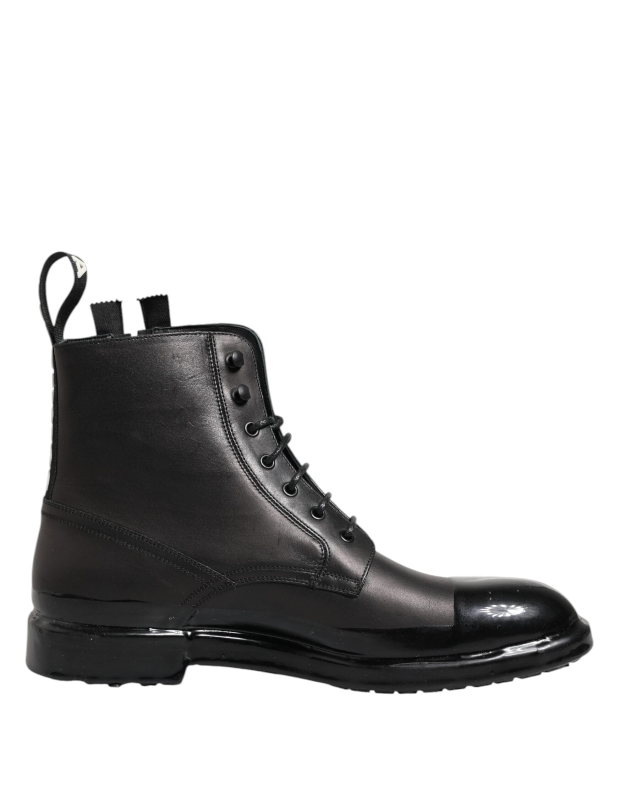 Dolce & Gabbana Braun Schwarz Lace Up Mid Calf Männer Stiefel Schuhe