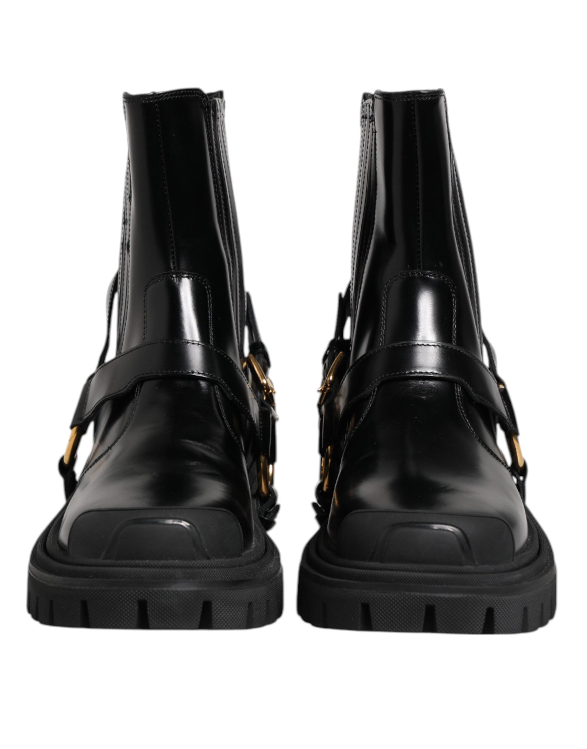 Dolce & Gabbana Schwarz Leder Chelsea Männer Kurze Stiefel Schuhe
