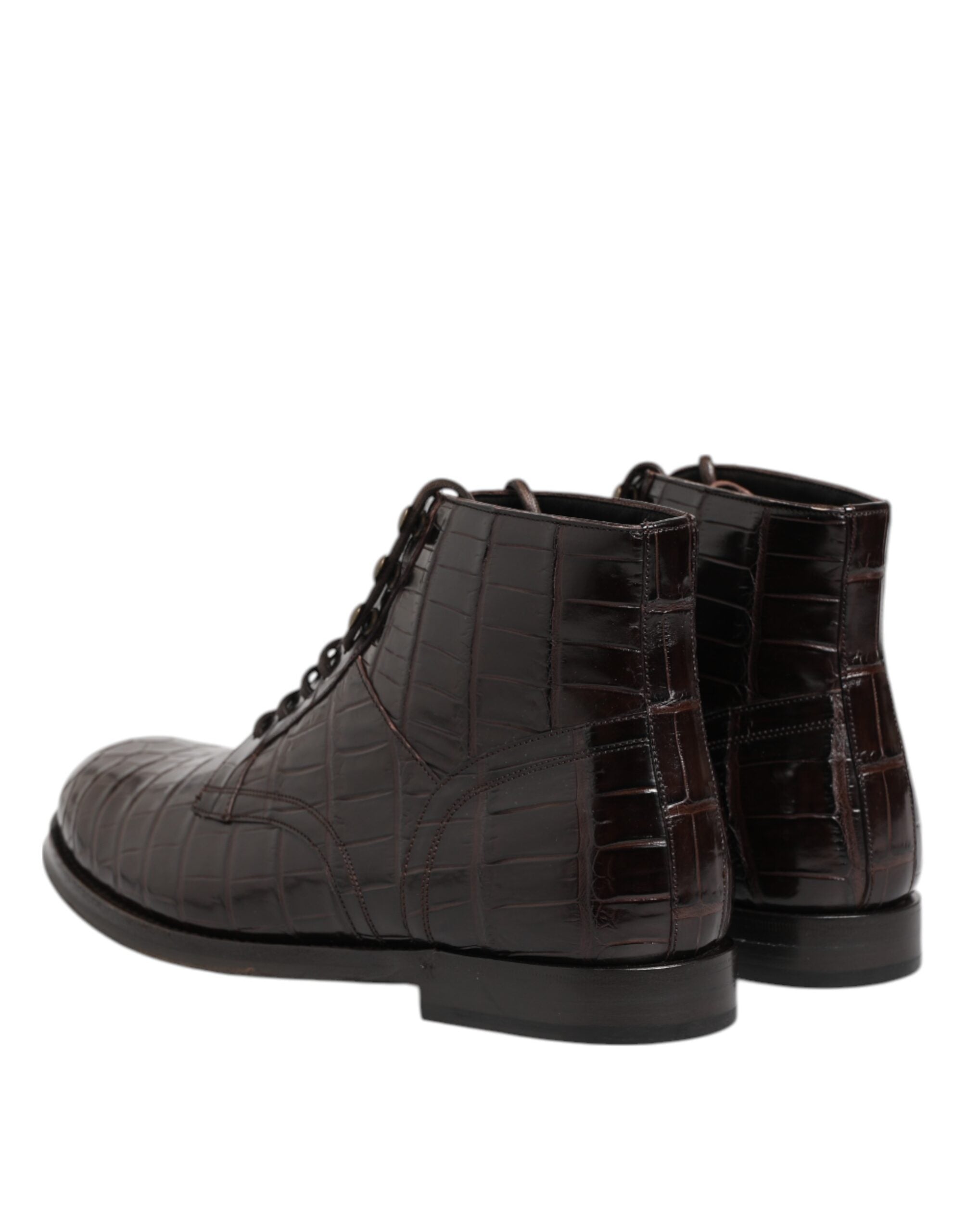 Dolce & Gabbana Dunkelbraune Leder Schnürstiefel Schuhe