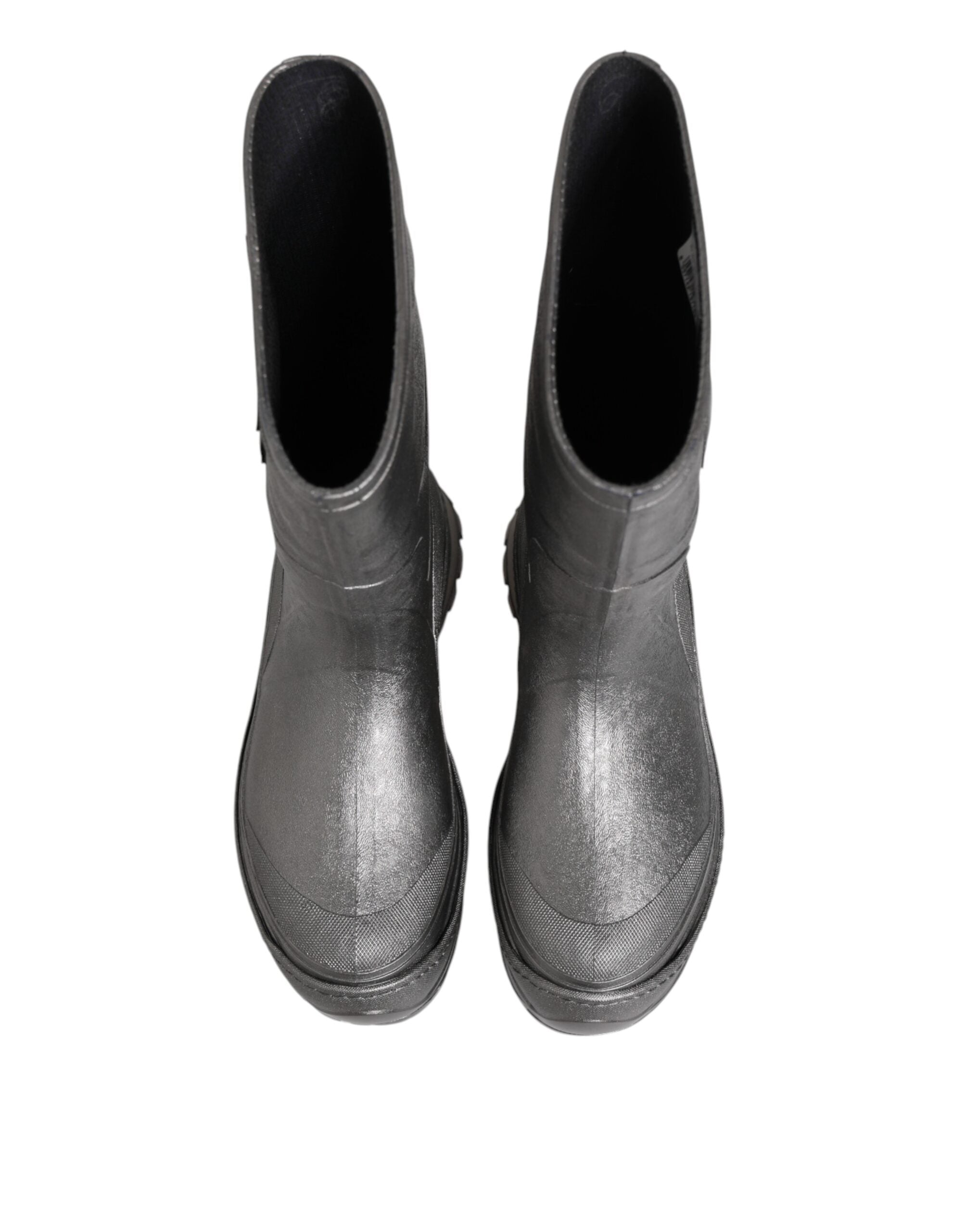 Dolce & Gabbana Metallic Silber Pull On Regen Stiefel Schuhe