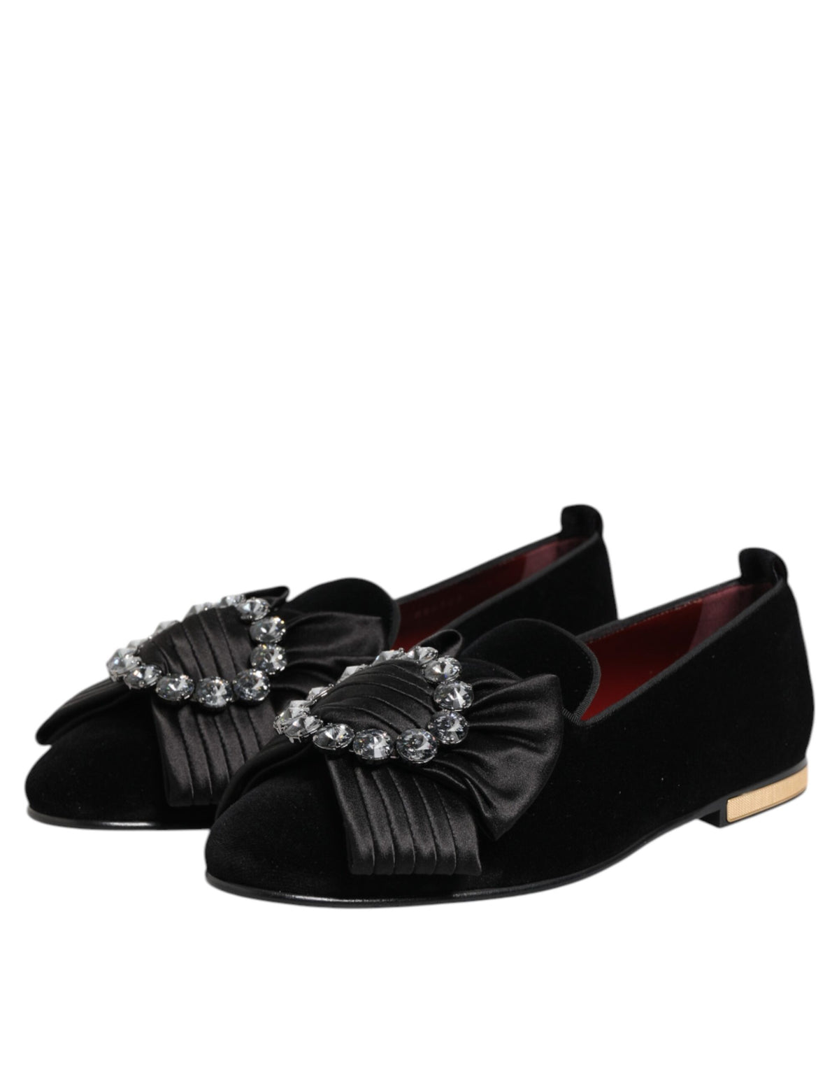 Dolce & Gabbana Zwarte VATICANO Crystal Ribbon Slip On Schoenen