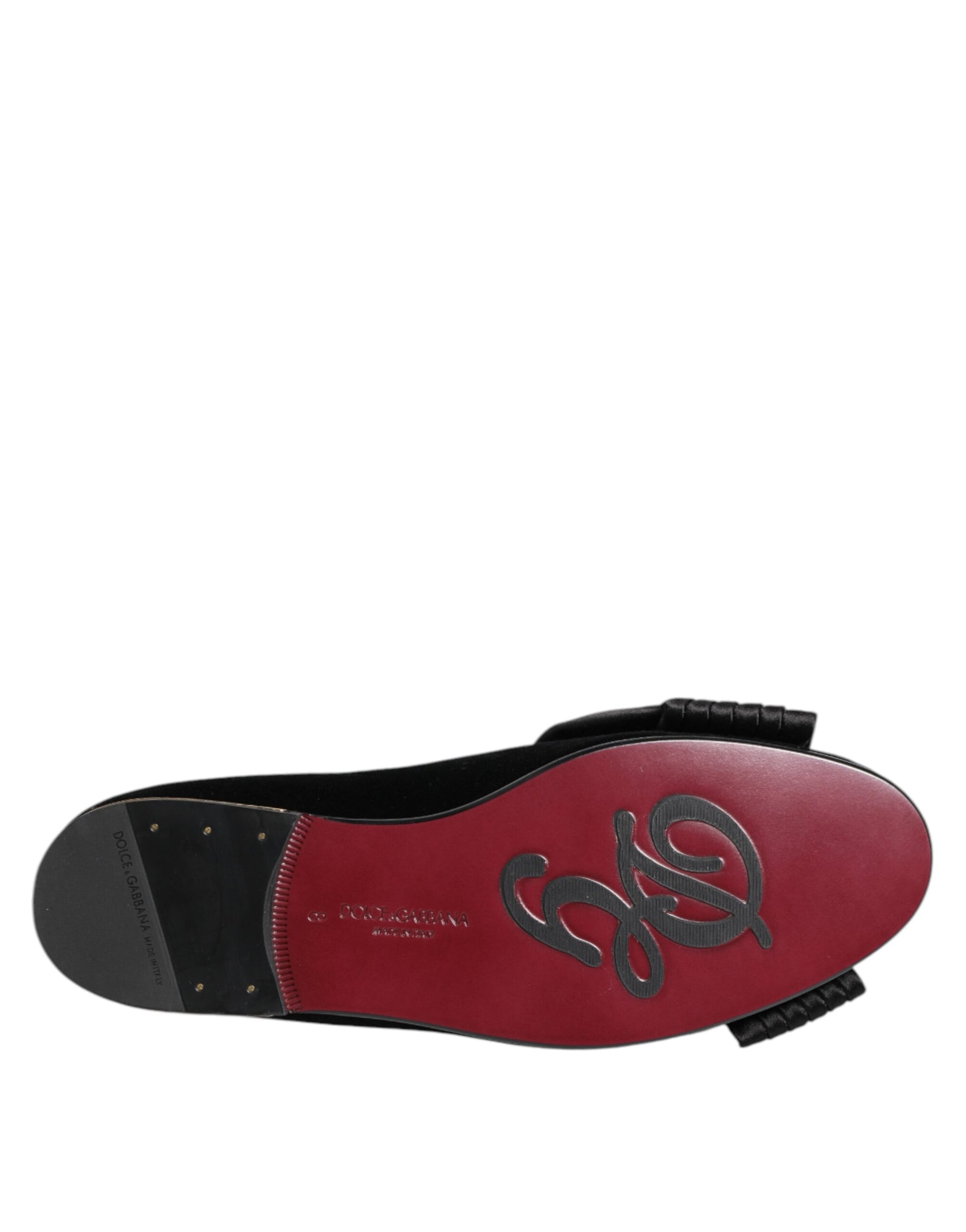 Dolce & Gabbana Schwarze VATICANO Crystal Ribbon Slip On Schuhe