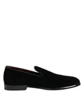 Dolce & Gabbana Zwarte Velvet Loafers Formele Heren Nette Schoenen