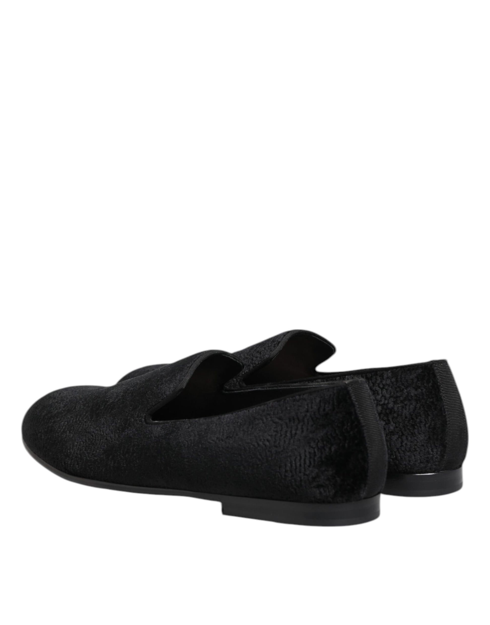 Dolce & Gabbana Schwarz Jacquard Loafers Formal Männer Kleid Schuhe