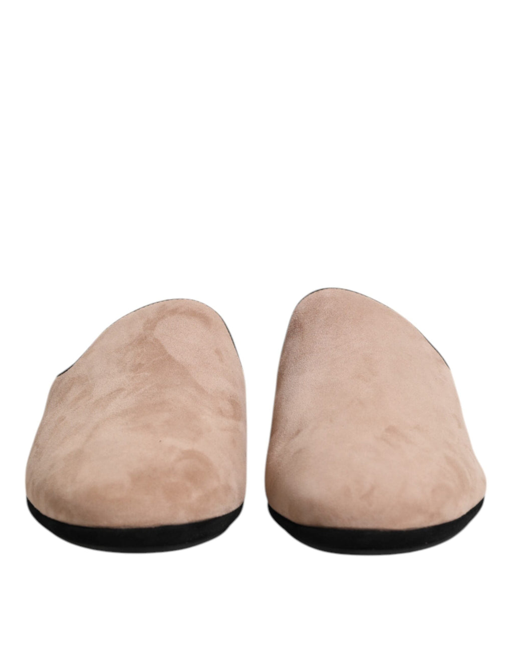 Dolce & Gabbana Beige Wildleder Rutschen Flache Slipper Schuhe