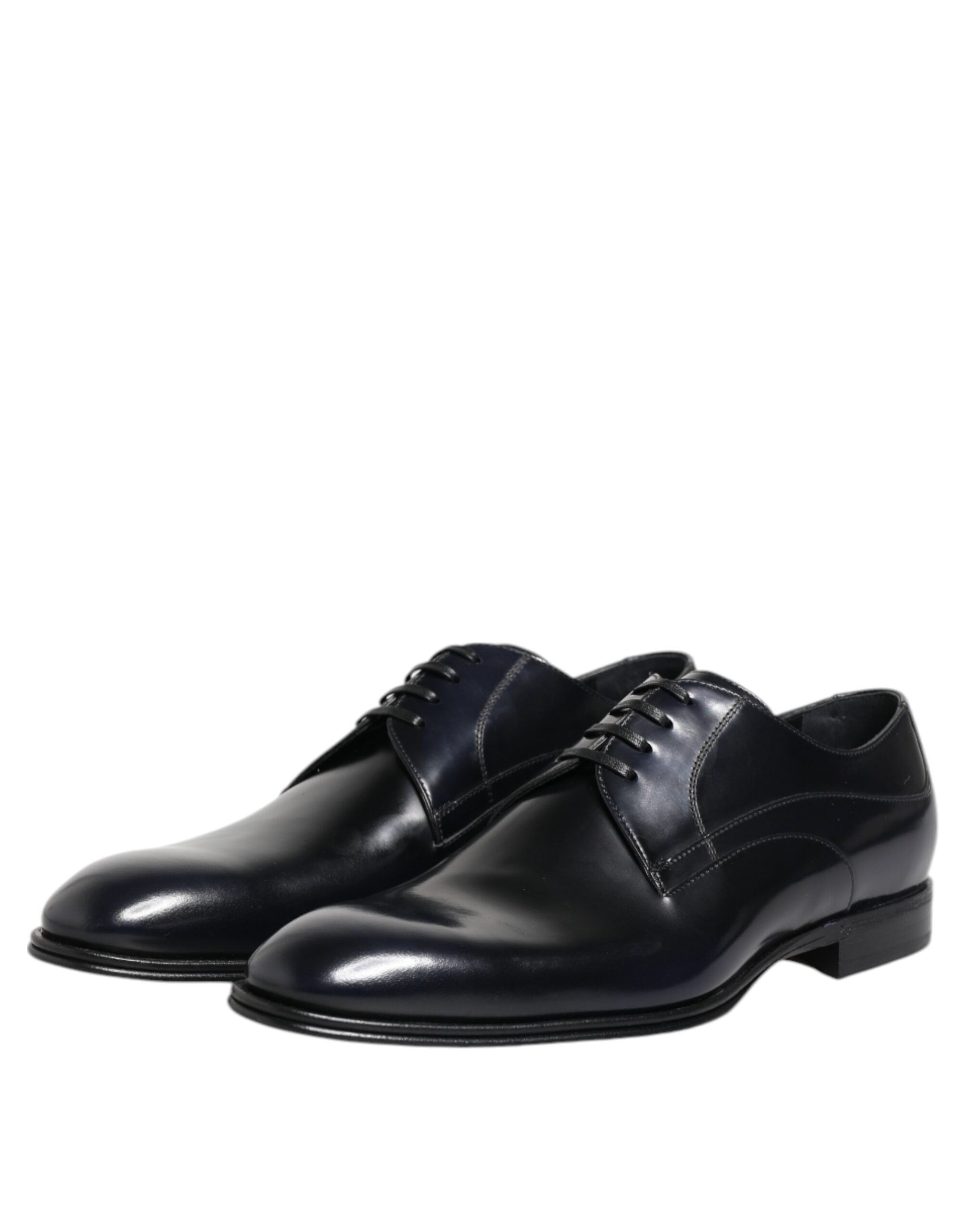 Dolce & Gabbana Marineblaue Leder Schnürschuhe Derby Formale Schuhe