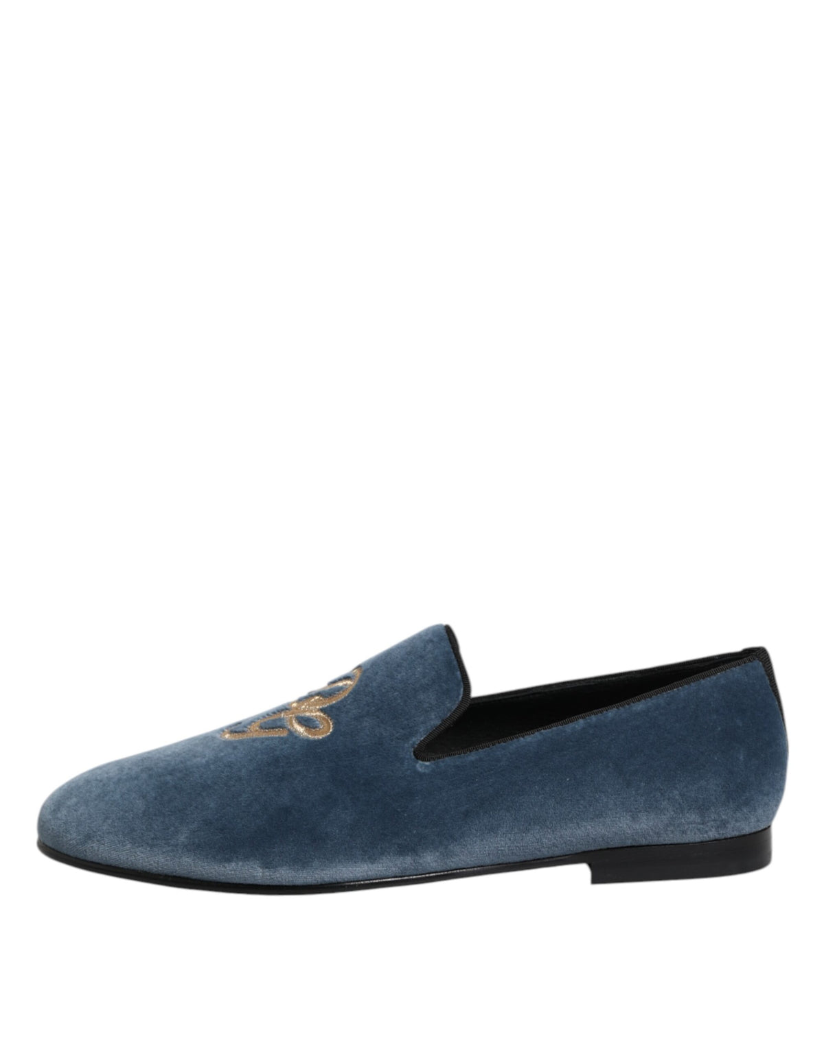 Dolce & Gabbana Blauwe fluwelen DG-logo instappers Formele schoenen