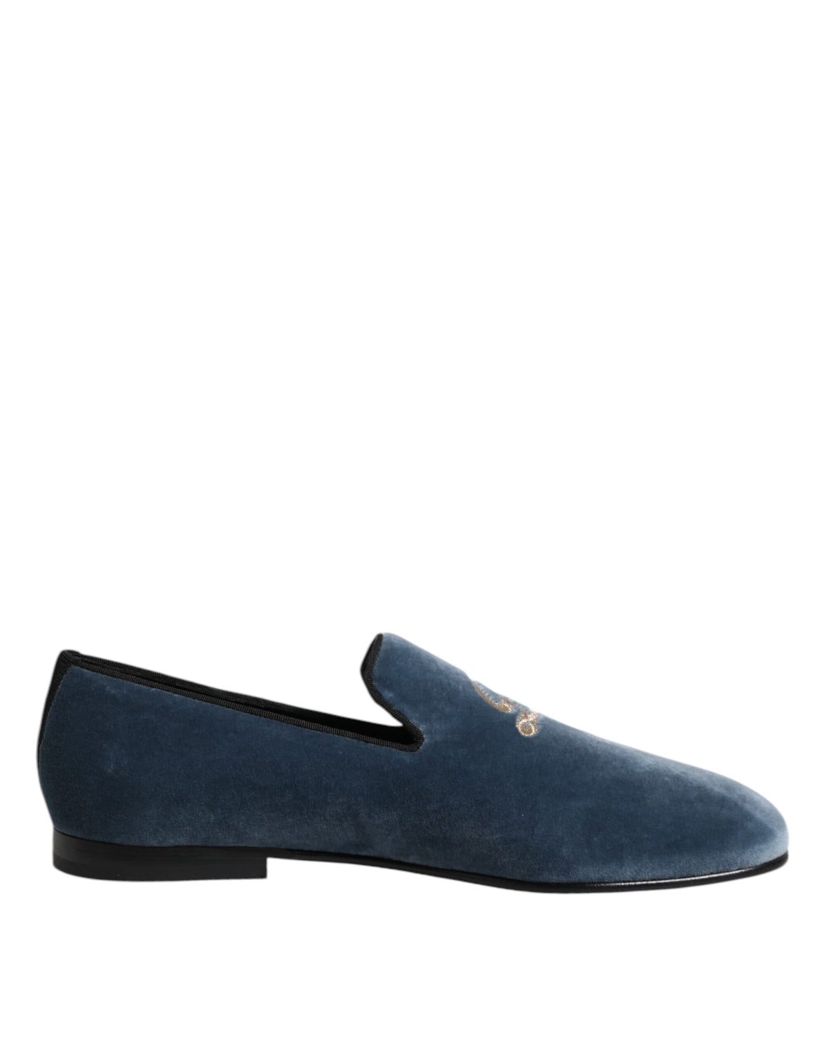 Dolce & Gabbana Blauwe fluwelen DG-logo instappers Formele schoenen