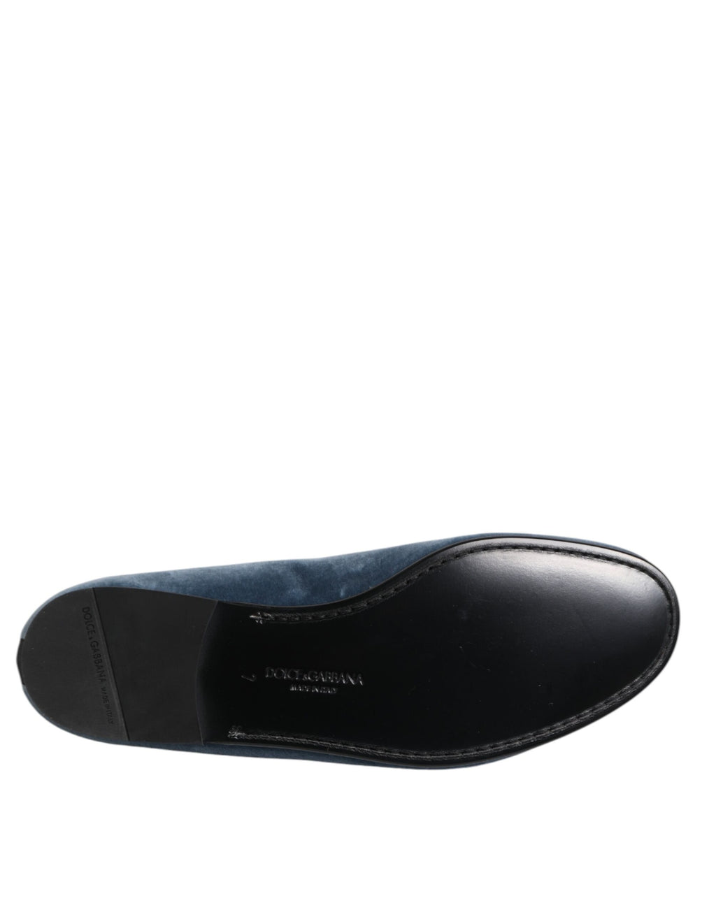 Dolce & Gabbana Blauwe fluwelen DG-logo instappers Formele schoenen