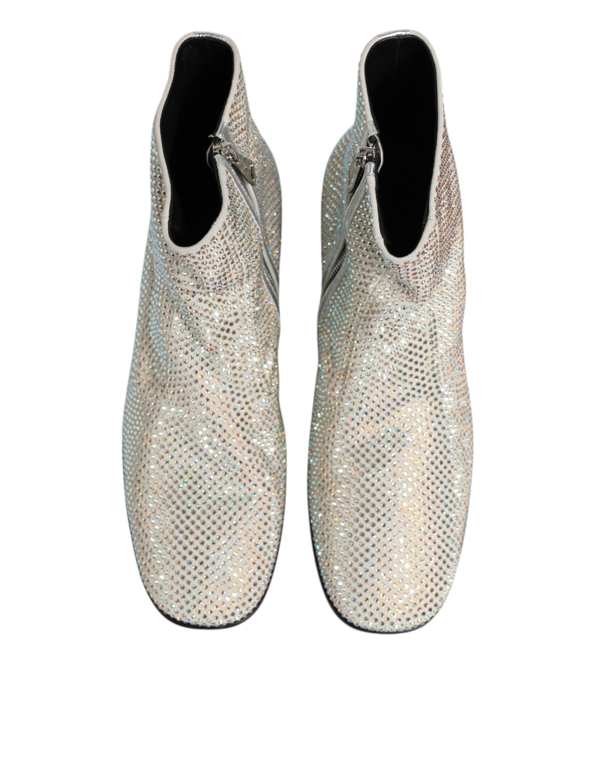 Dolce & Gabbana Witte Strass DG Logo Hakken Enkellaarzen Schoenen